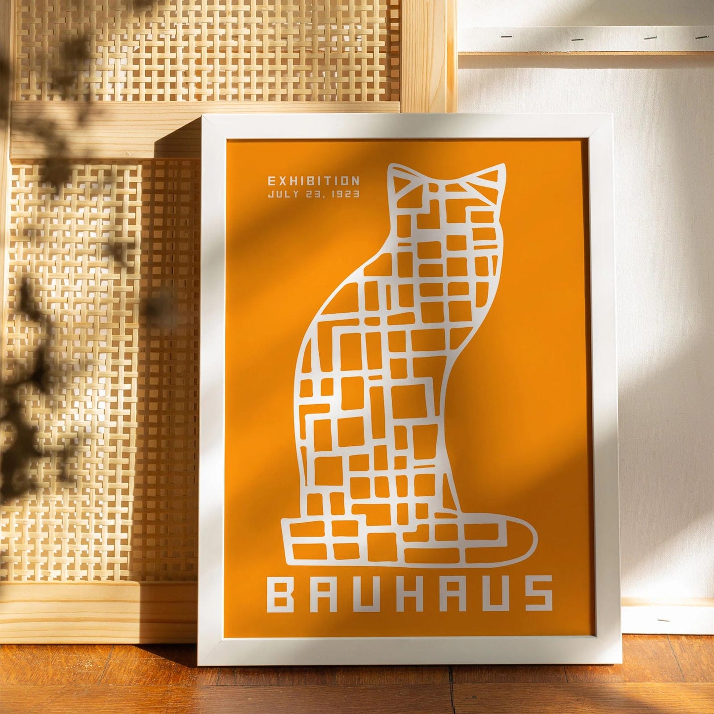 Yellow Geometric Cat Bauhaus Poster