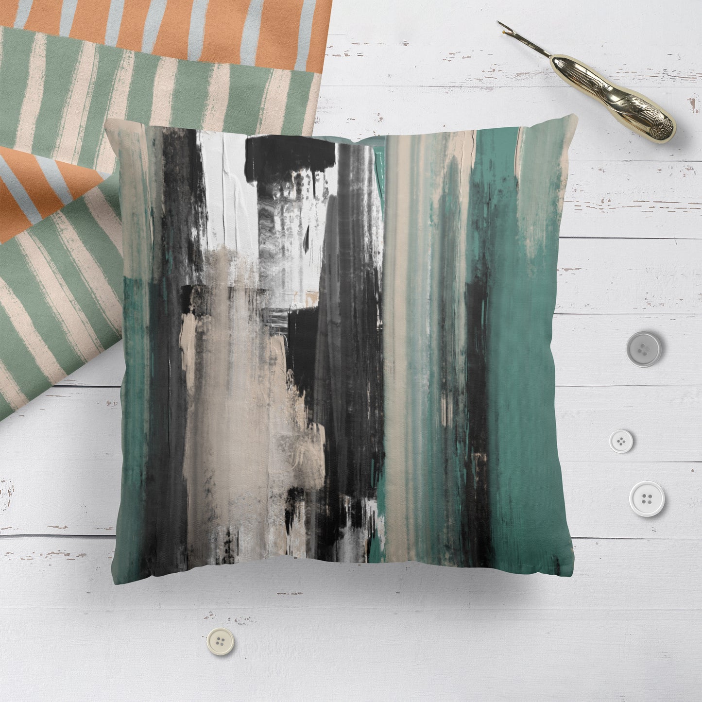 Painted Abstract Art Decorative Pillow