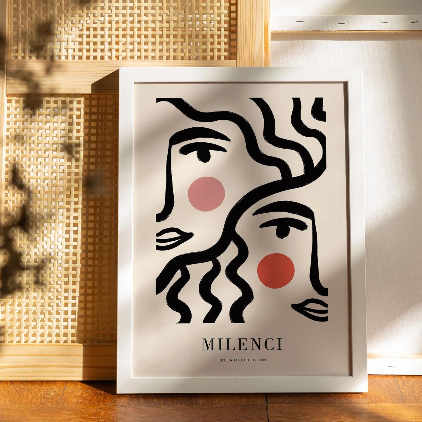 Line Art Couple Woman Face Art Print