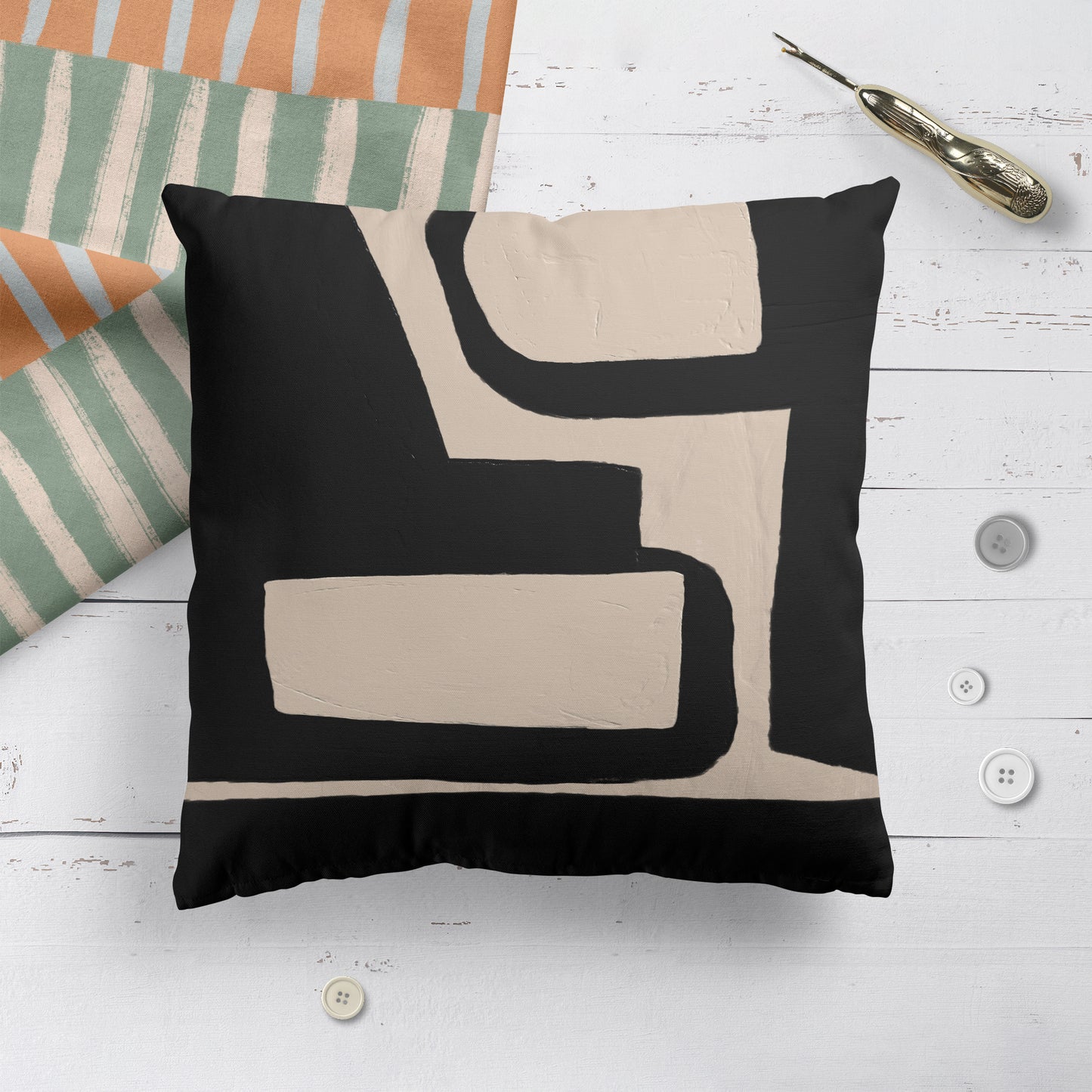 Black Bauhaus Modern Art Throw Pillow