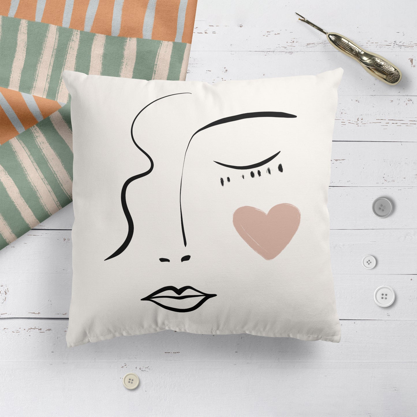 Painted Daisy Cute Girl Throw Pillow