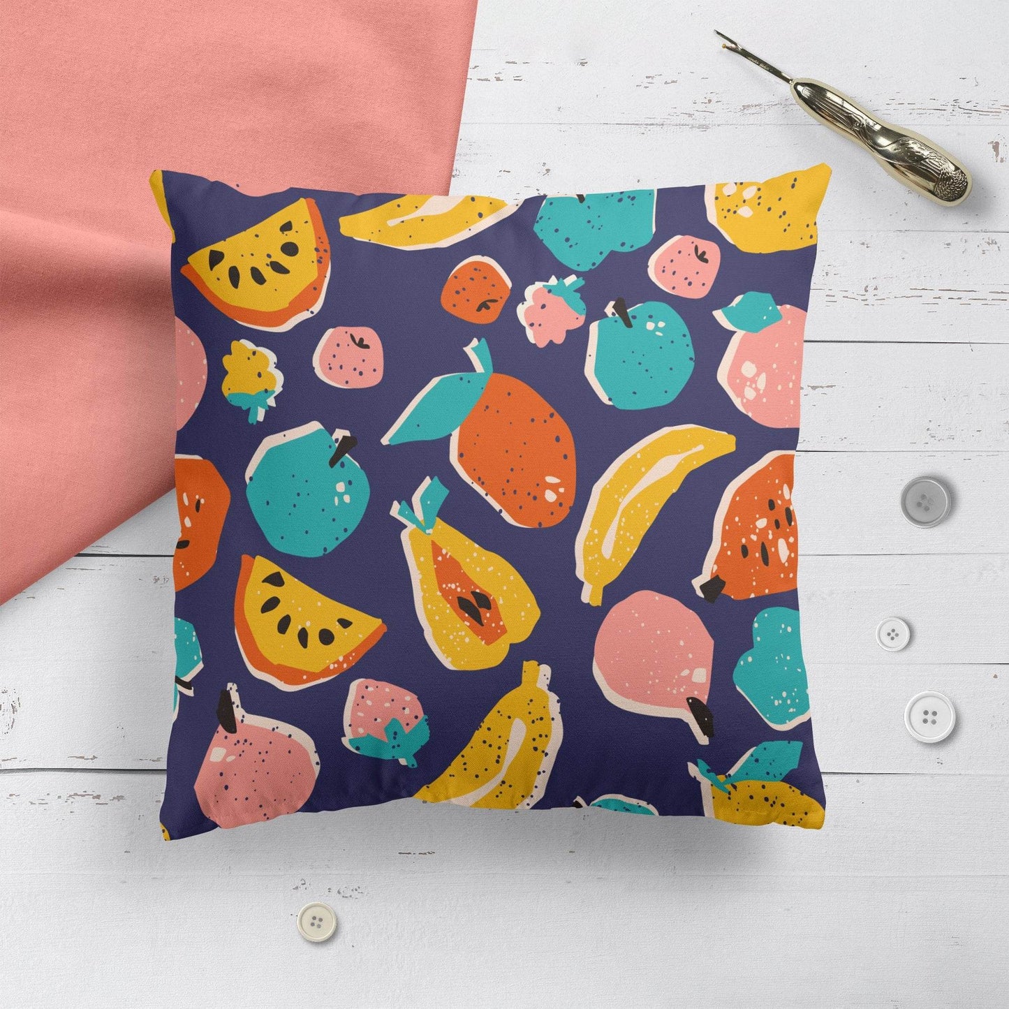 Throw Pillow with Happy Fruit - HypeSheriff Europe