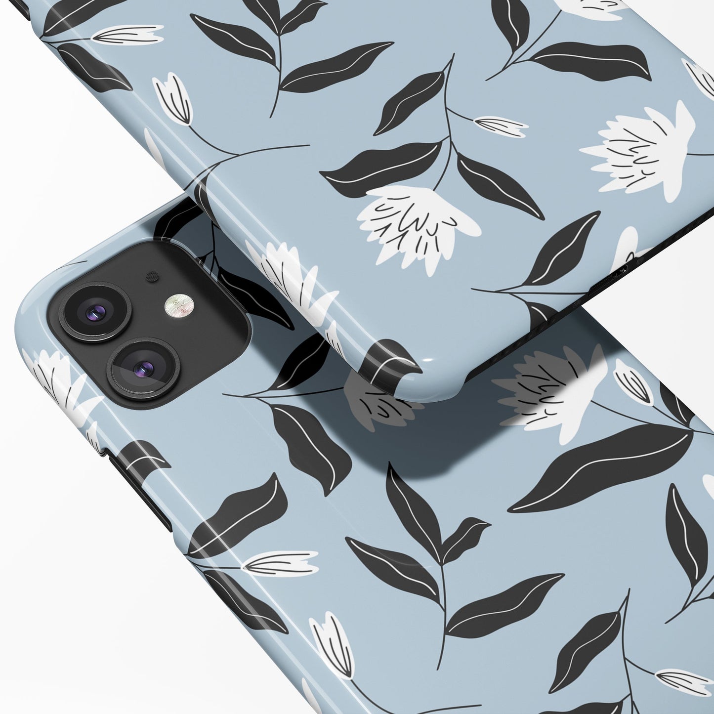 Blue Minimalist Floral iPhone Case