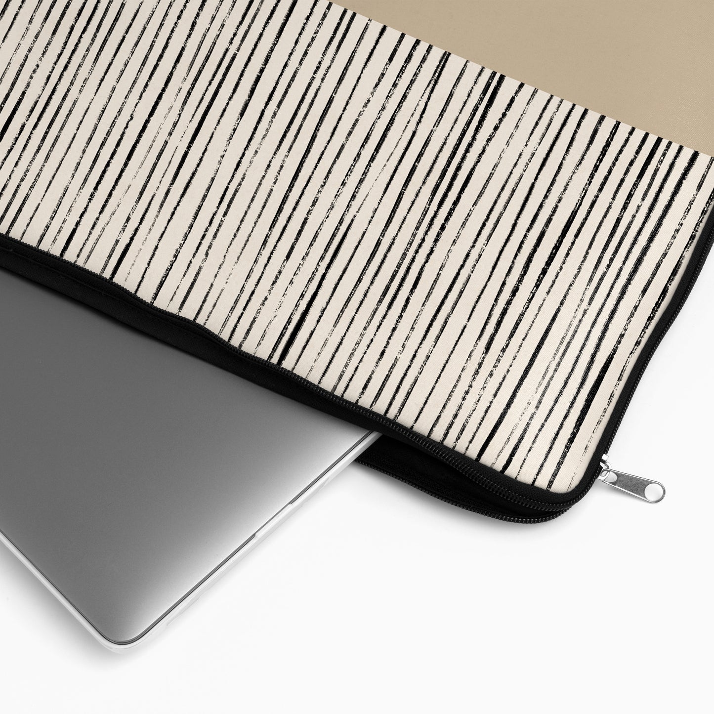 Beige Minimalist Striped Art - Laptop Sleeve