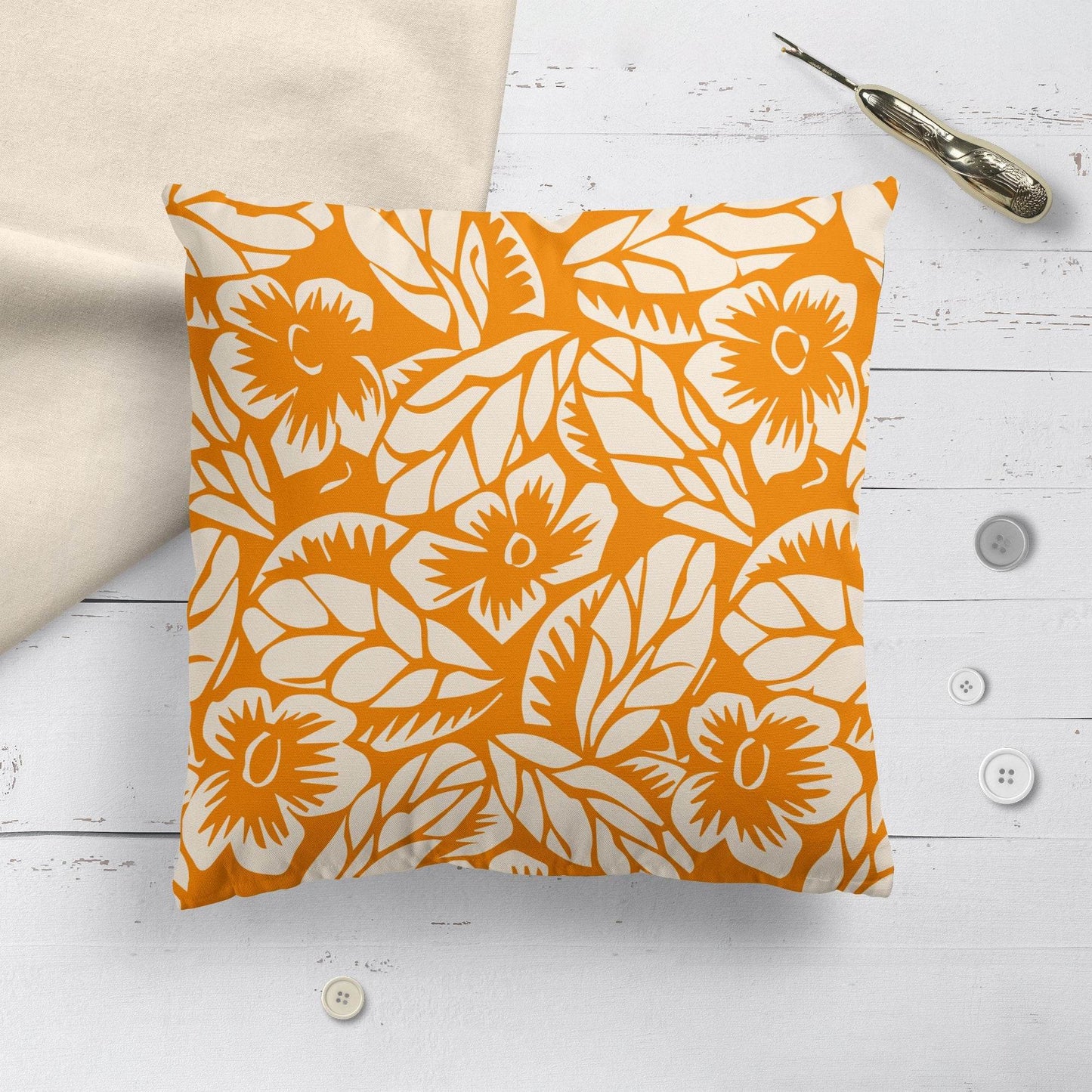Yellow Floral Throw Pillow - HypeSheriff Europe