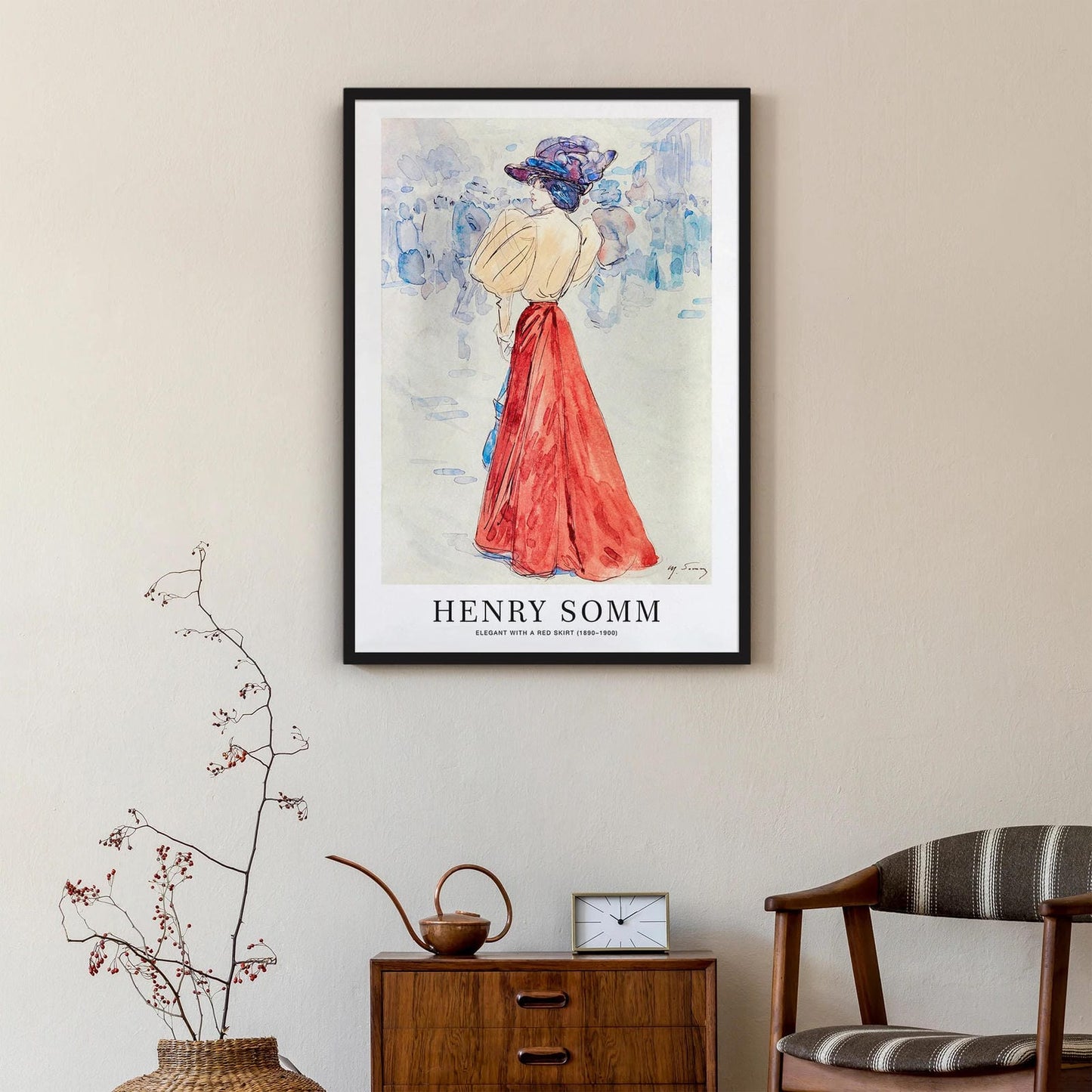 Henry Somm, Elegant with a red skirt Poster