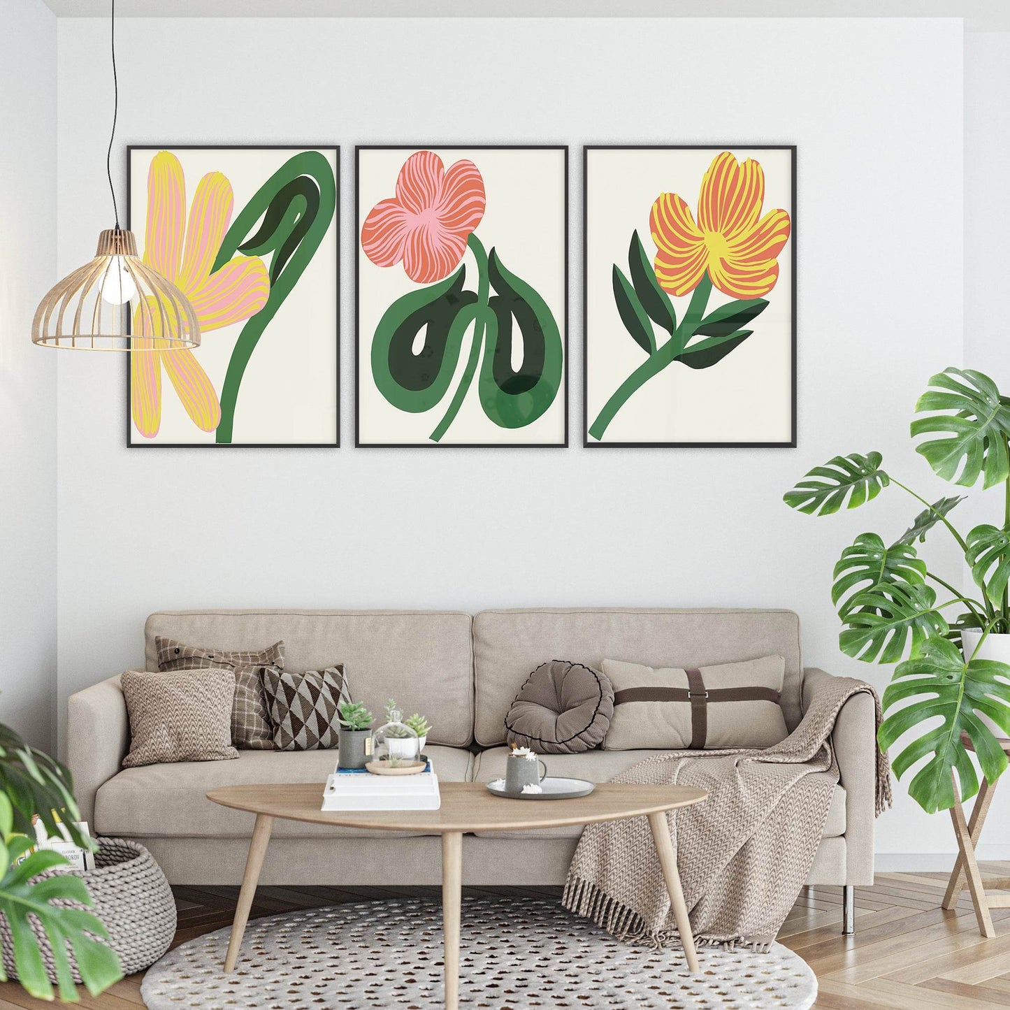 Set of 3 Colorful Flowers Prints - HypeSheriff Europe