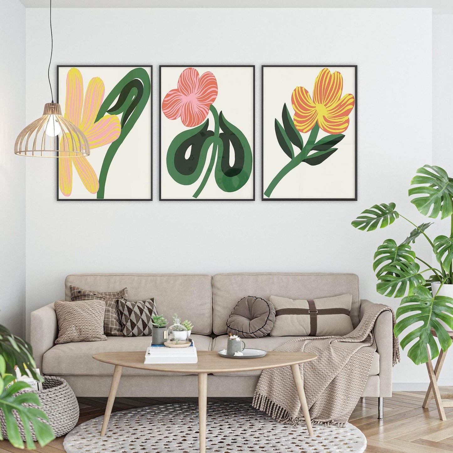 Set of 3 Colorful Flowers Prints - HypeSheriff Europe