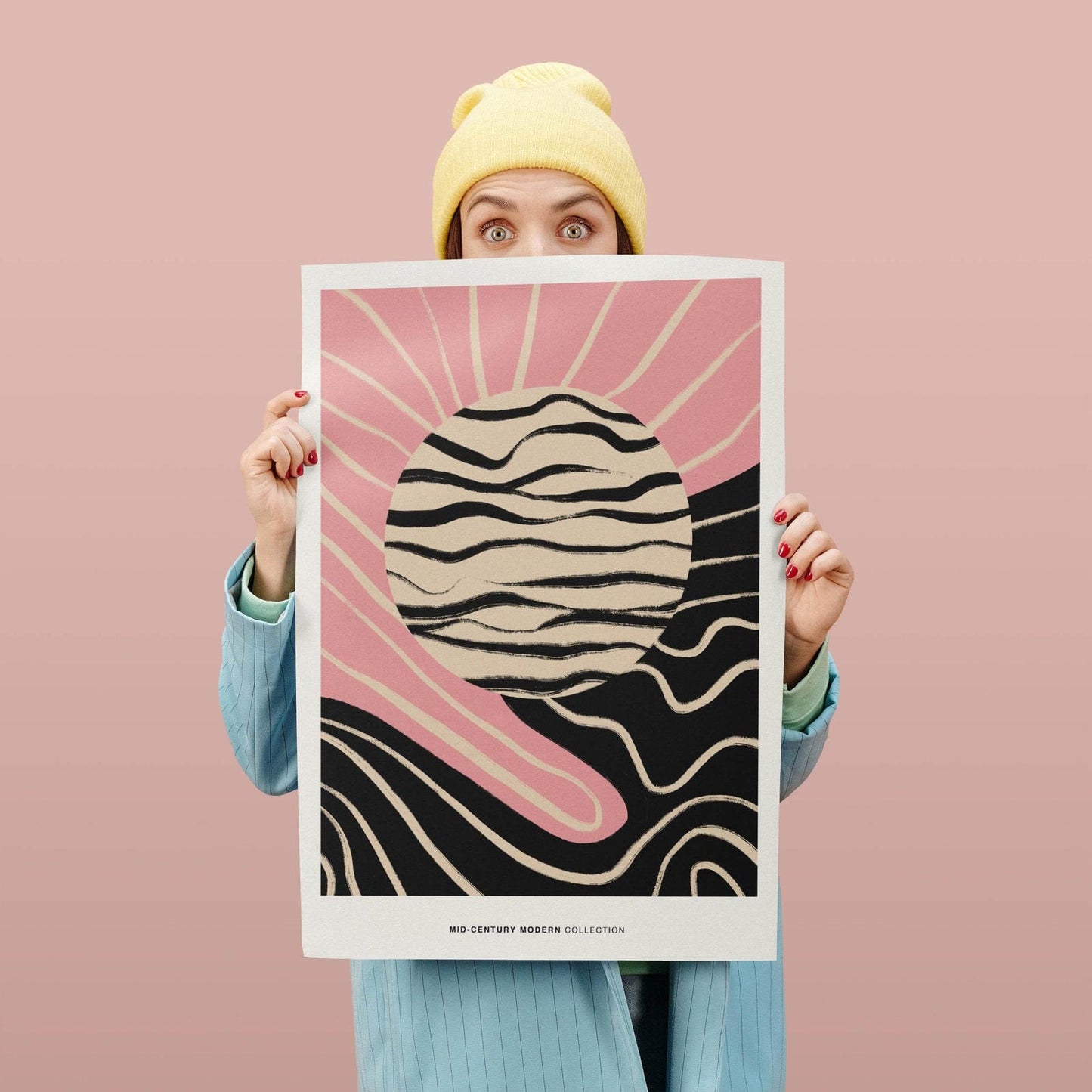 Mid Century Modern Pink Sun Print - HypeSheriff Europe
