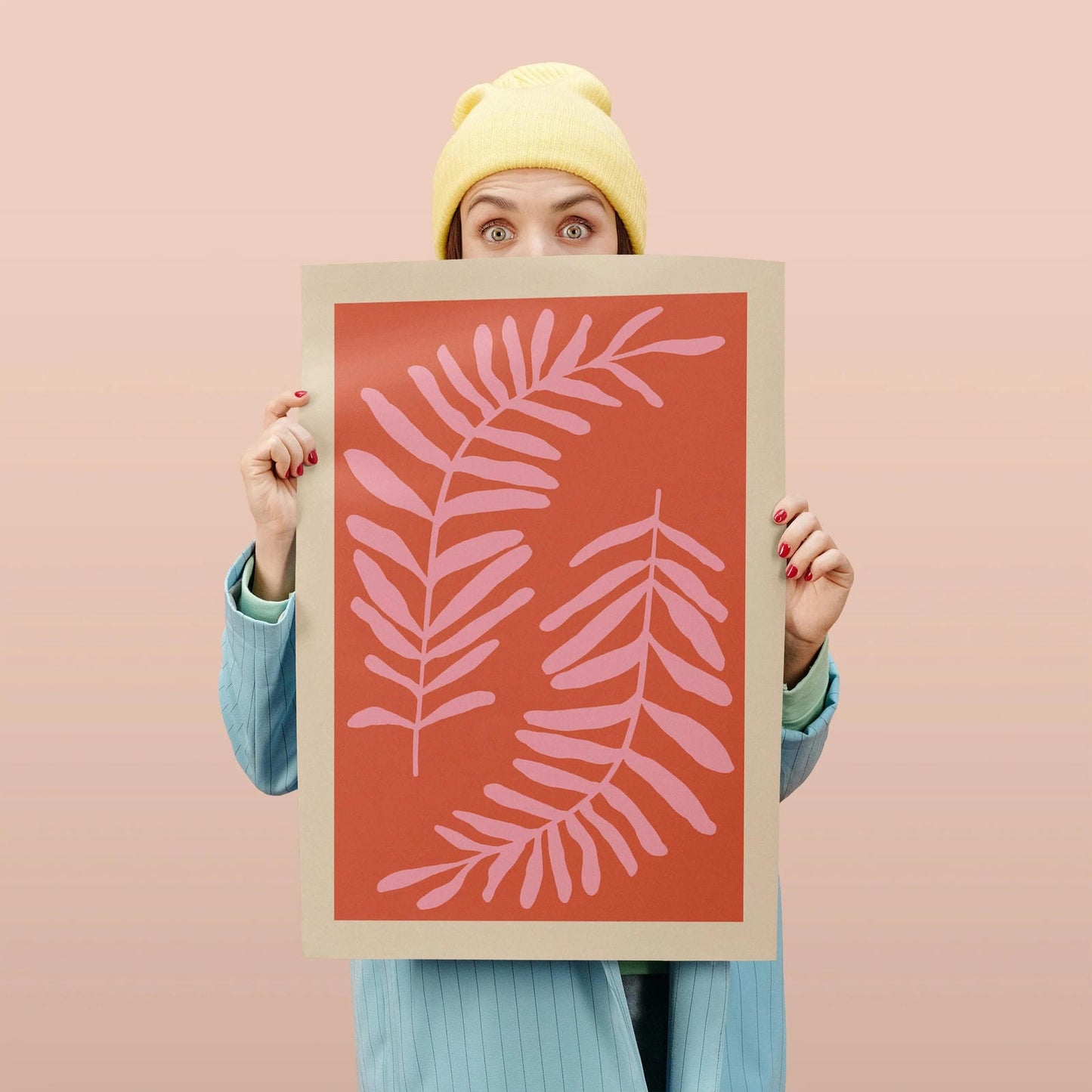 Pink Floral Leaves Poster