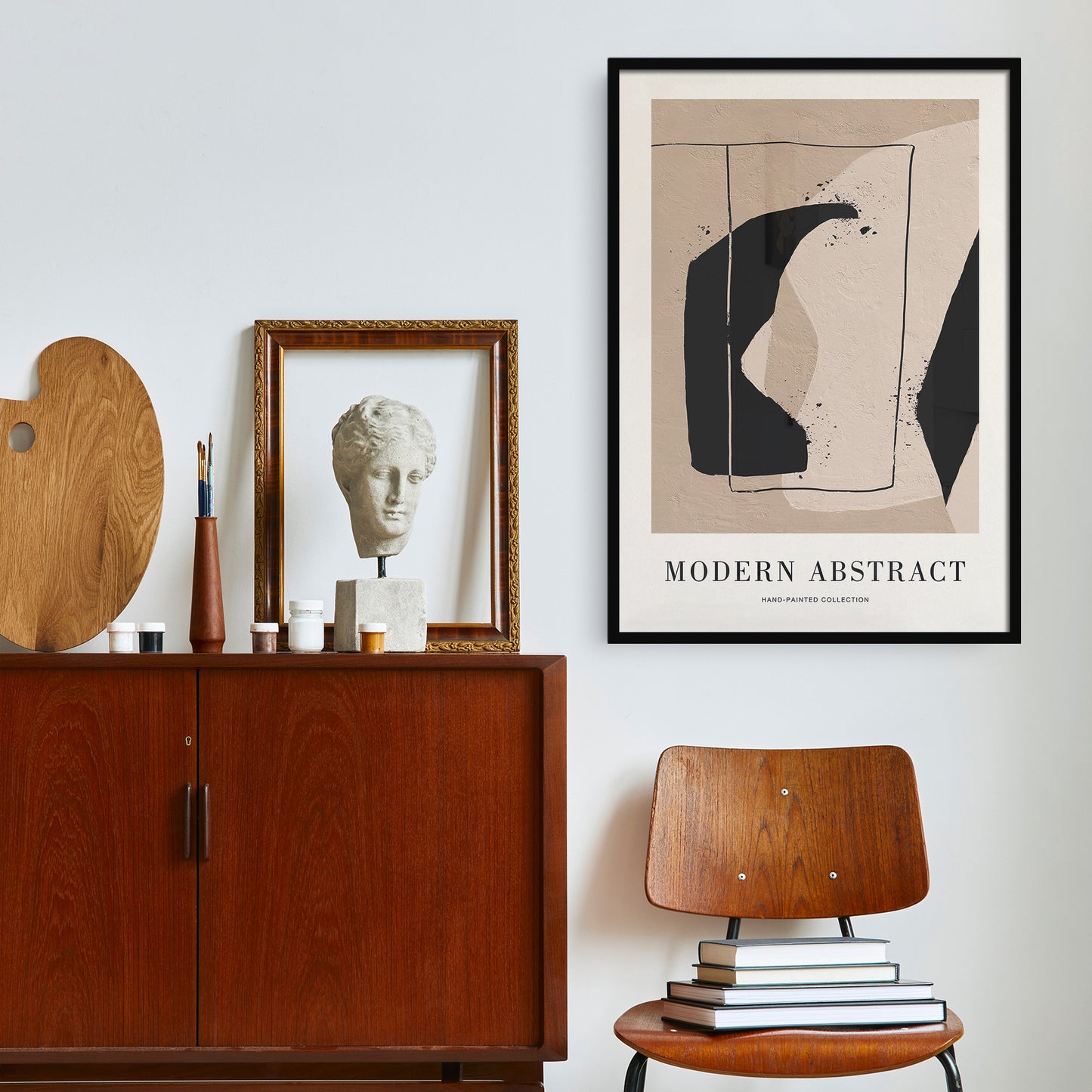 Beige and Black Modern Abstract Poster
