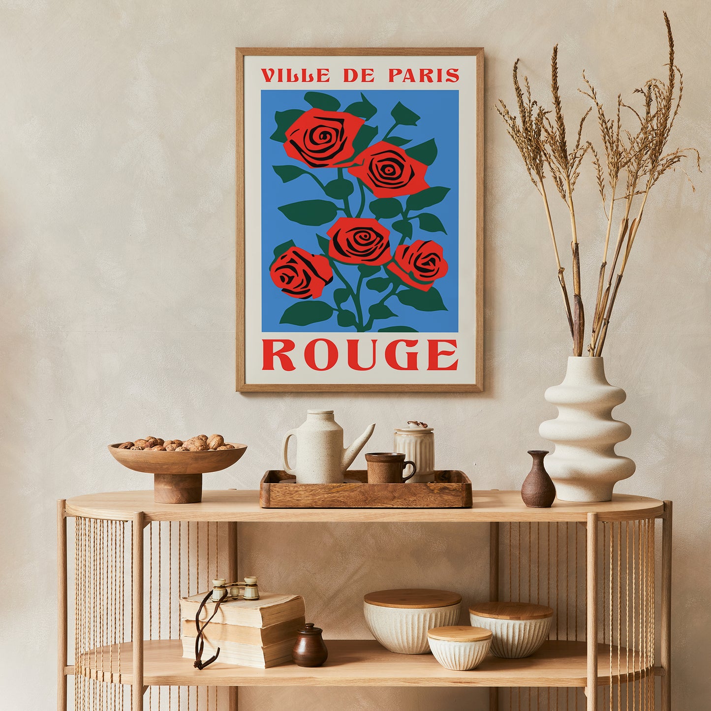 Rouge Ville de Paris Roses Poster