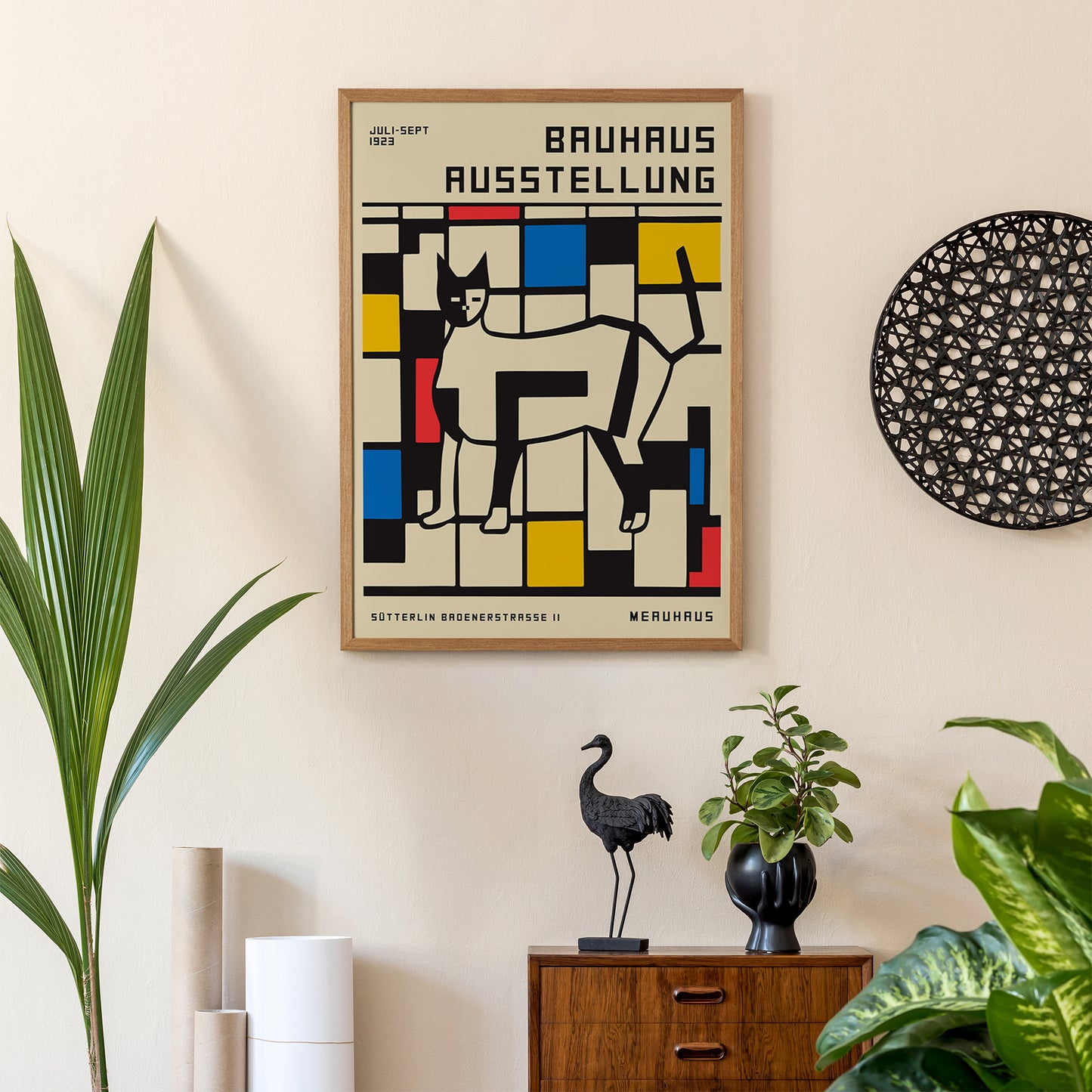 Bauhaus Cat Retro Exhibition Poster