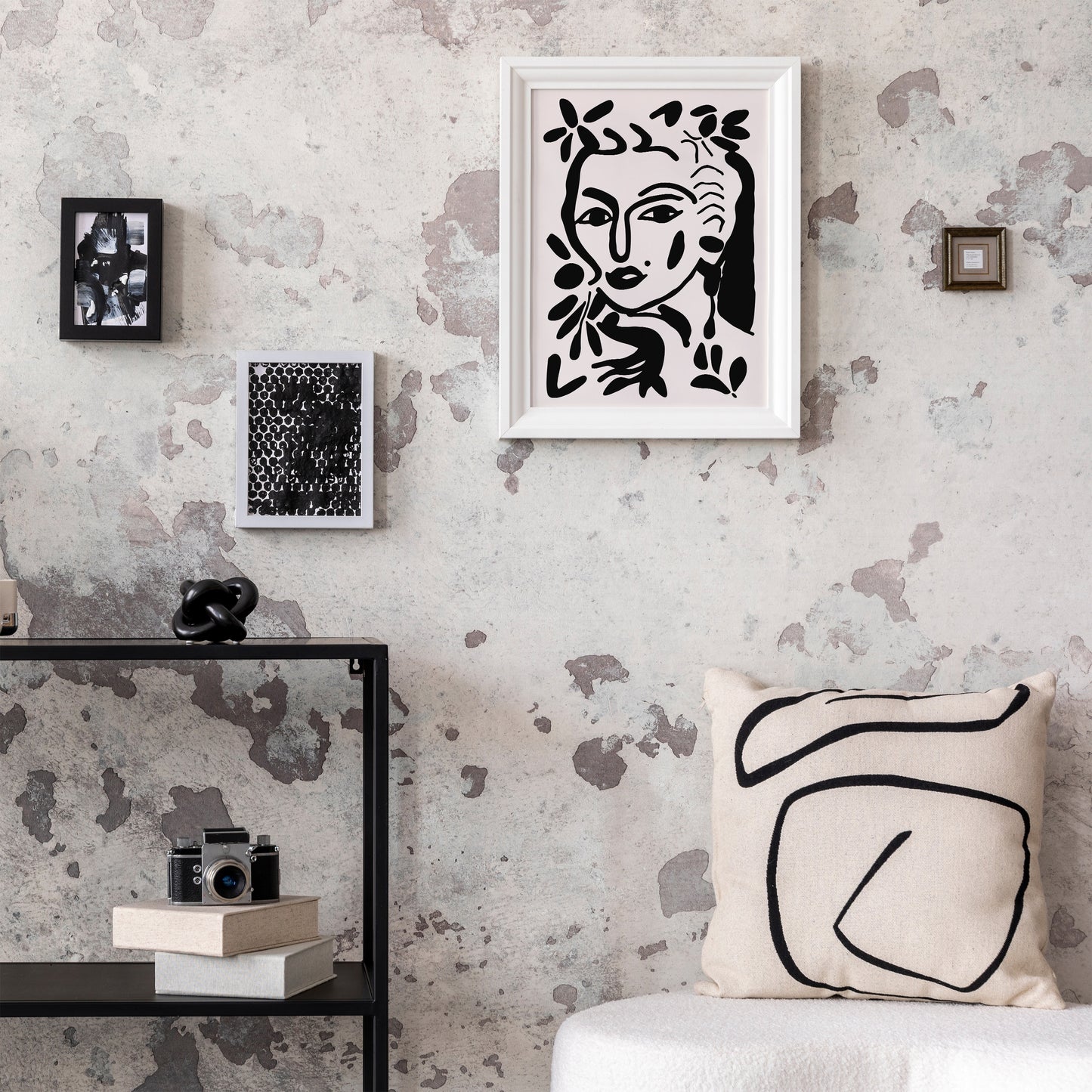 Black Ink Portrait of Woman Poster