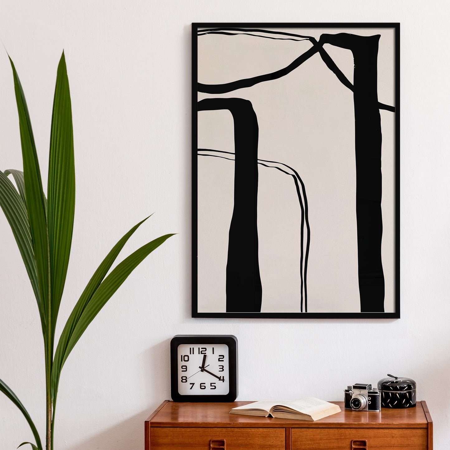 Set of 2 Black Modern Ink Drawing Posters