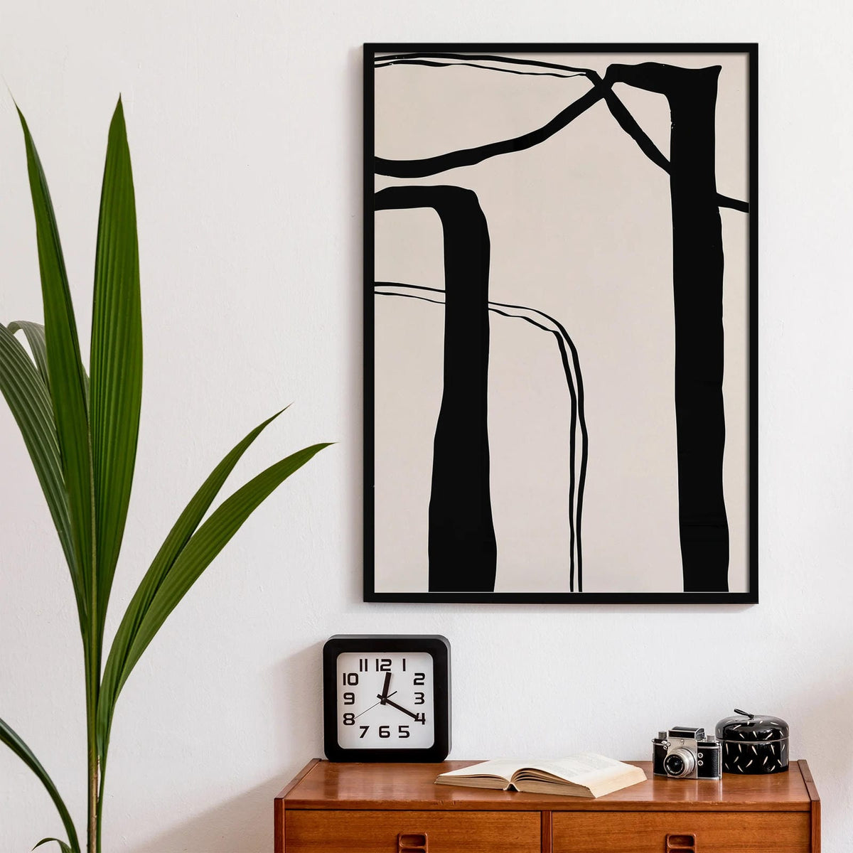 Set of 2 Black Modern Ink Drawing Posters