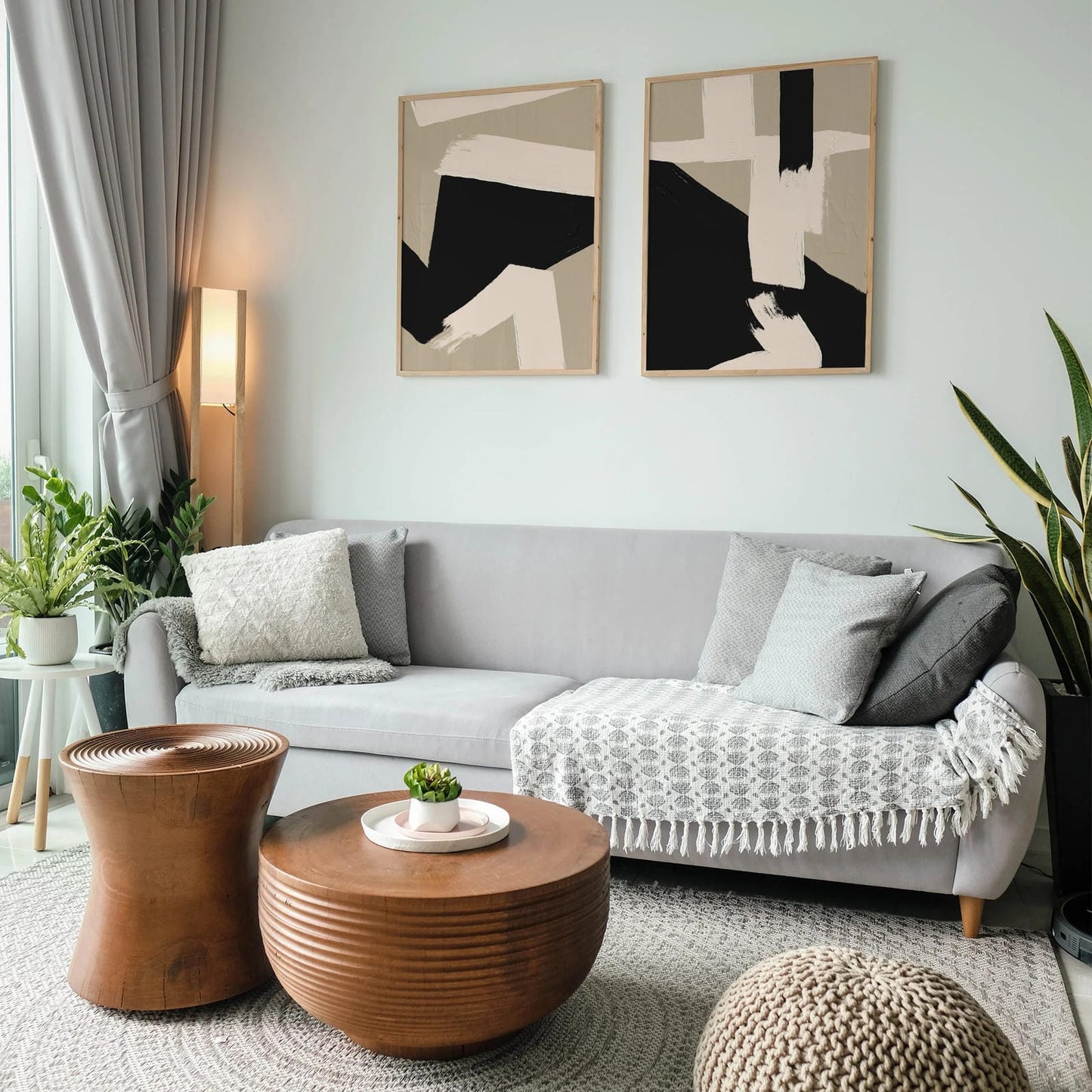 Set of 2 Beige Modern Abstract Posters