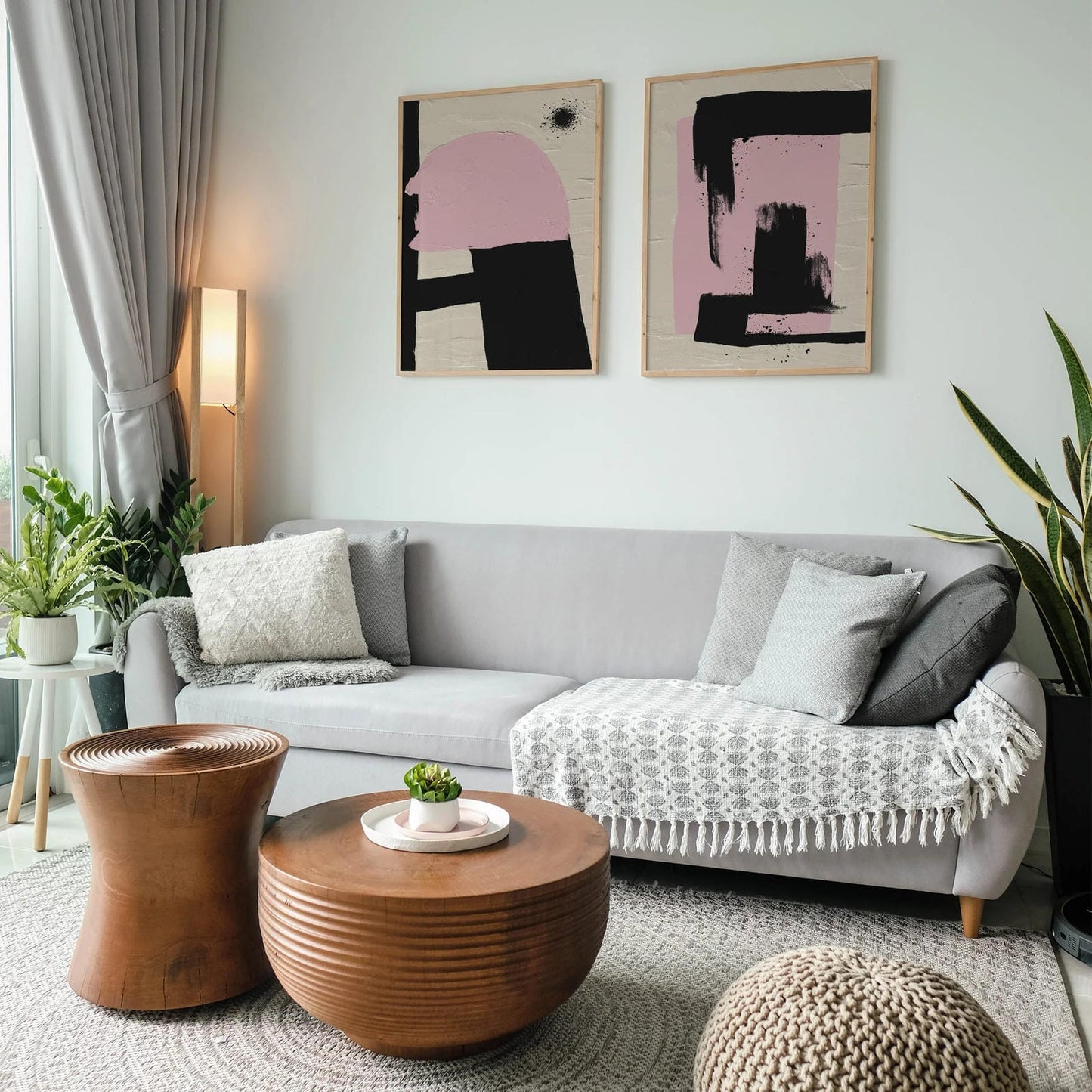 Set of 2 Pink and Black Paintbrushes Posters