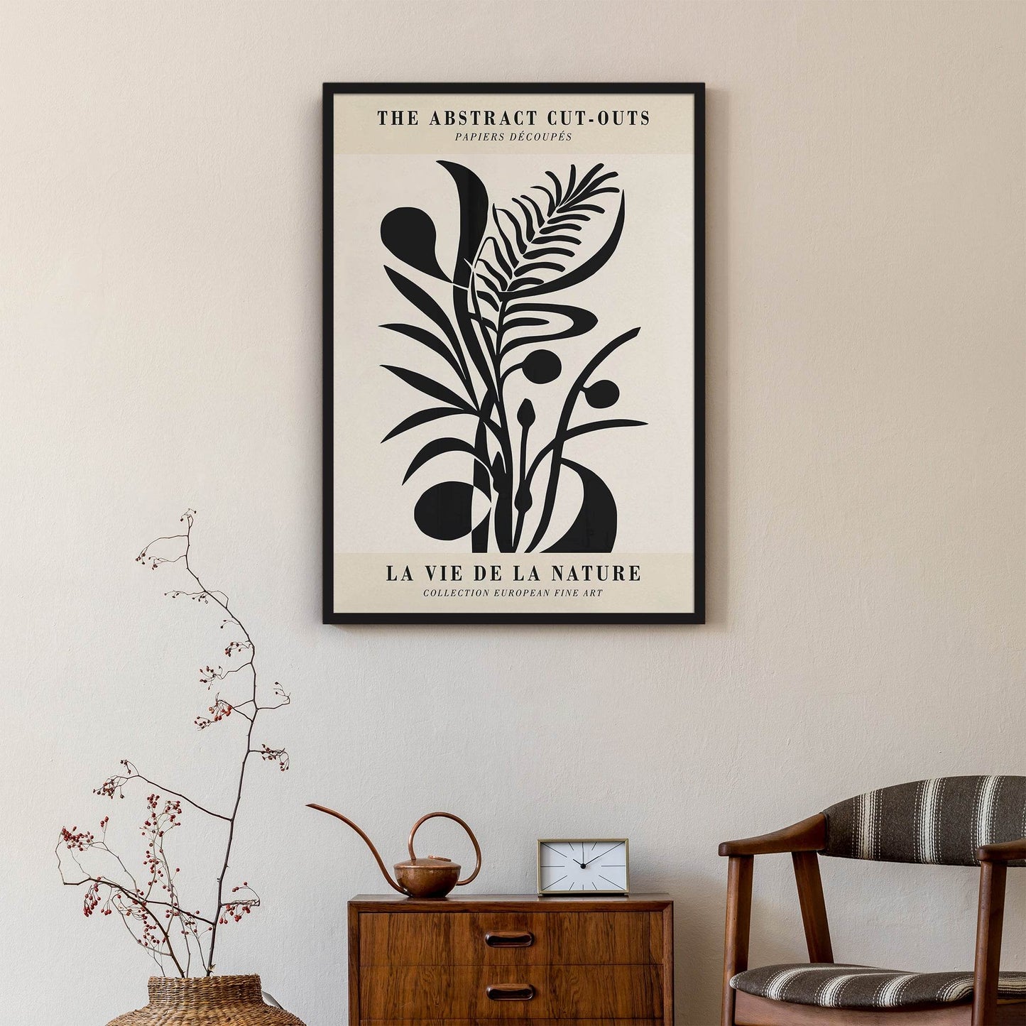 Black Abstract Floral Poster - HypeSheriff Europe