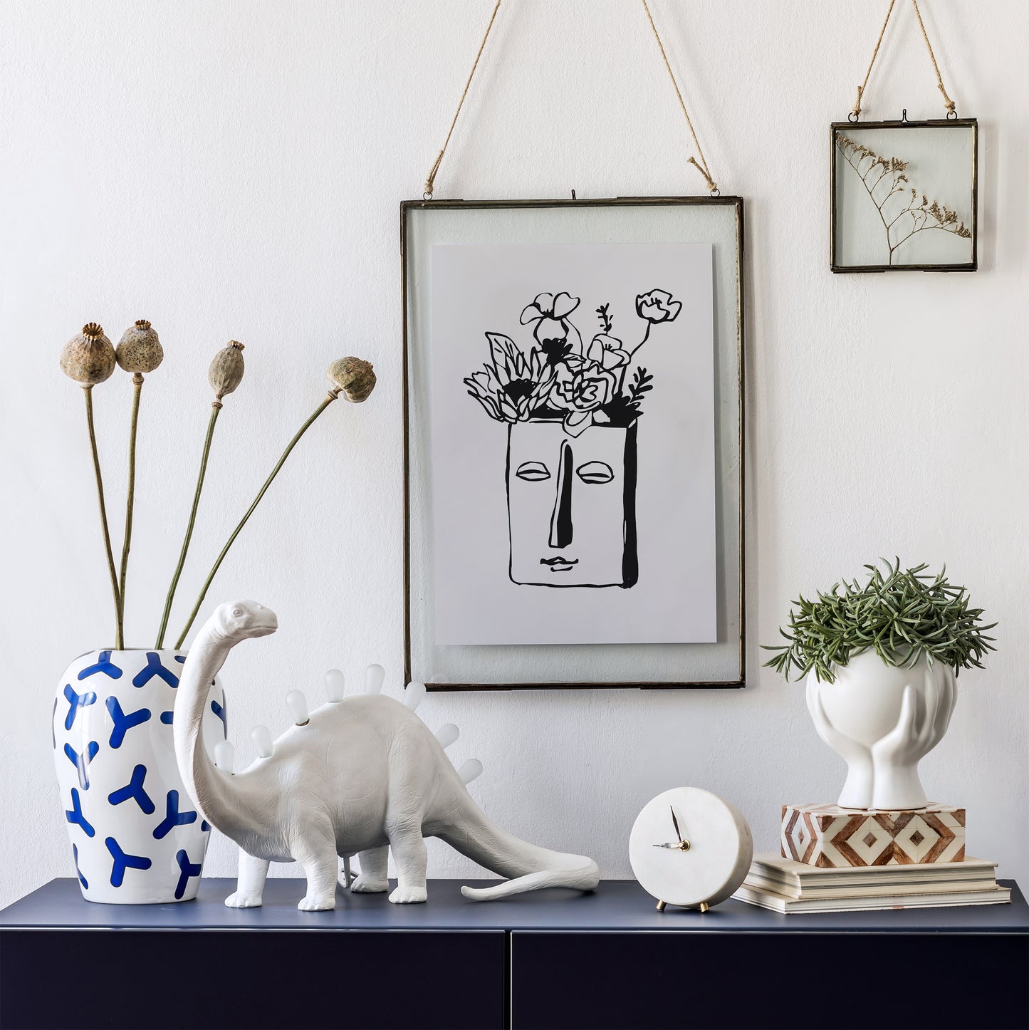 Human Face Flower Pot Poster