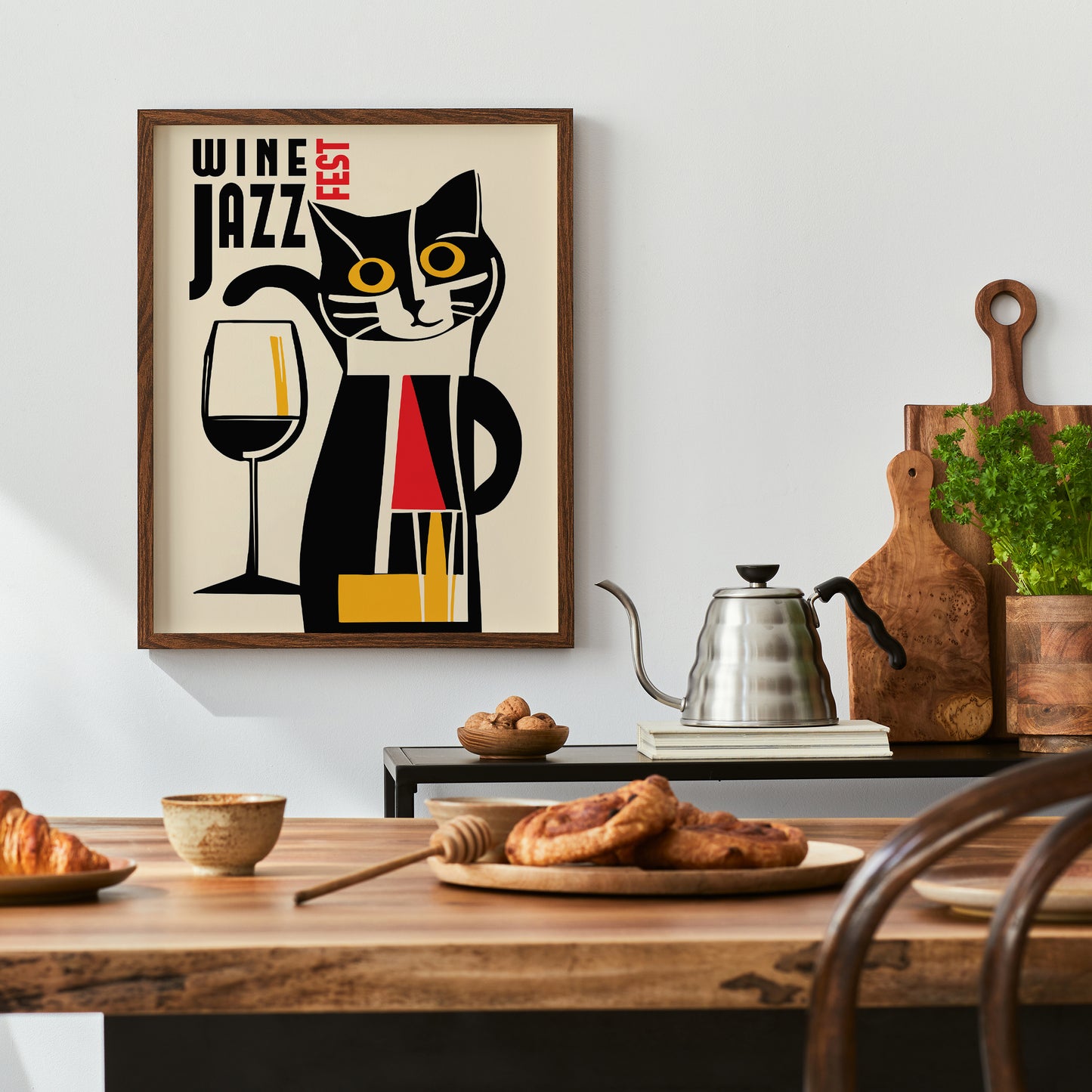 Wine and Jazz Festival Cat Poster