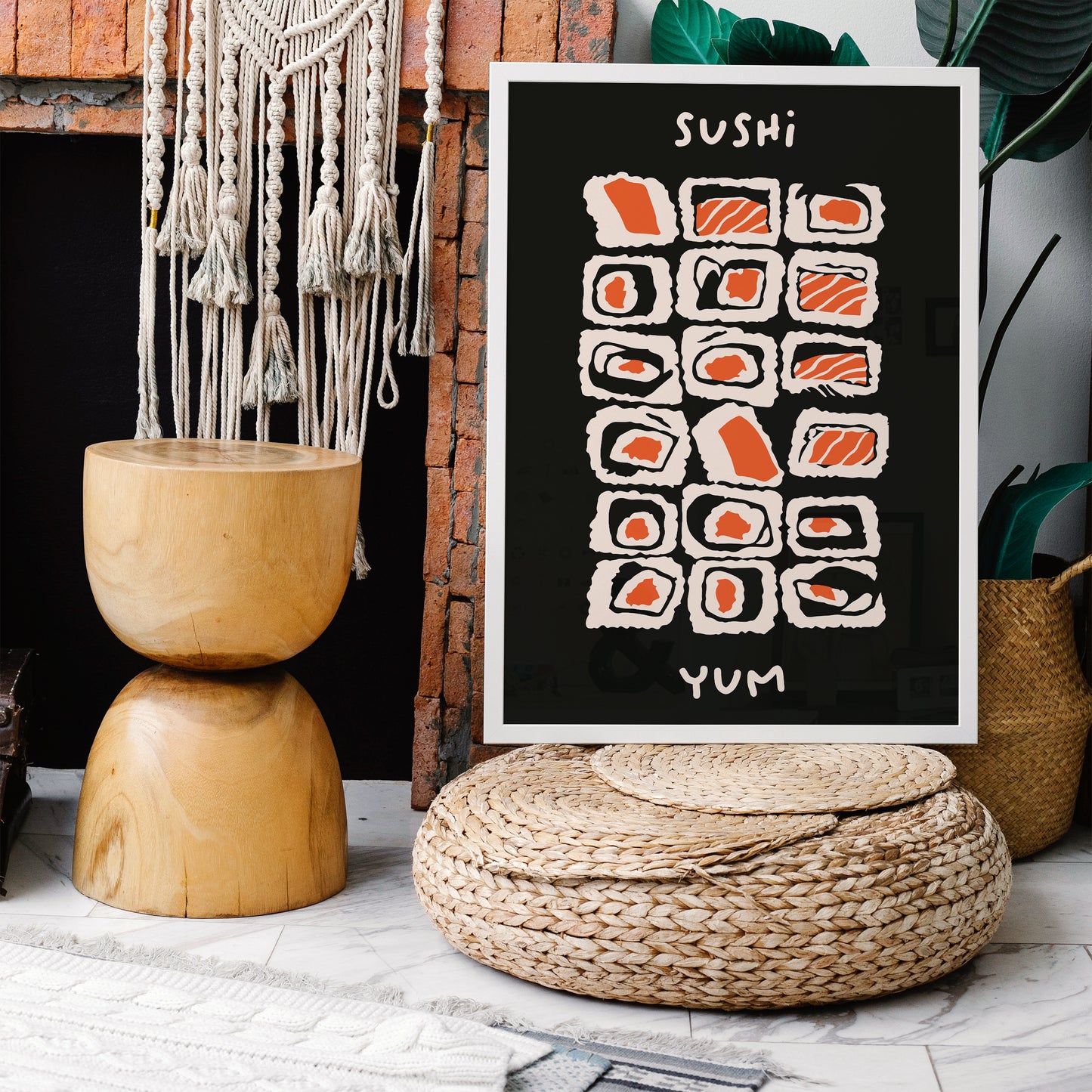 Black Sushi Japanese Food Poster