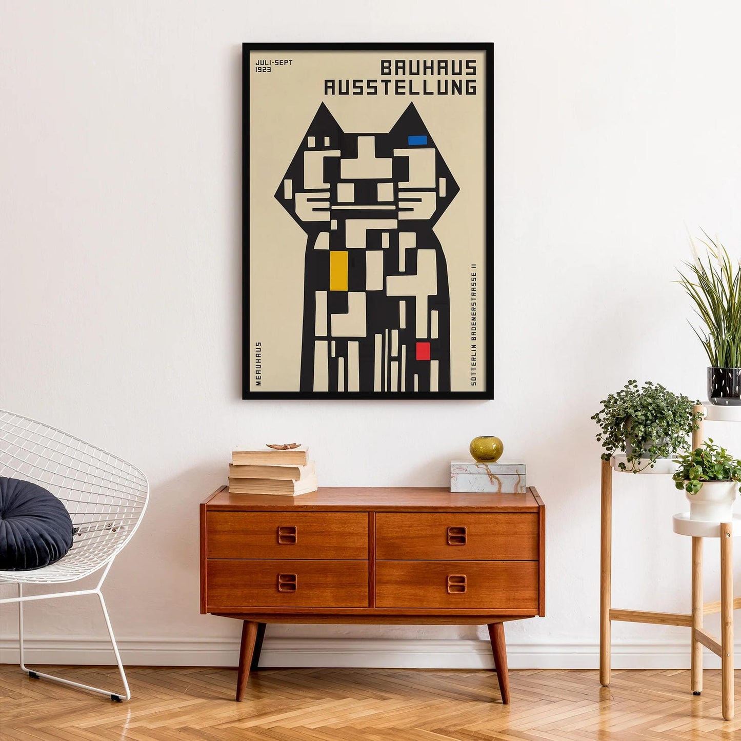 Bauhaus Geometric Cat Poster