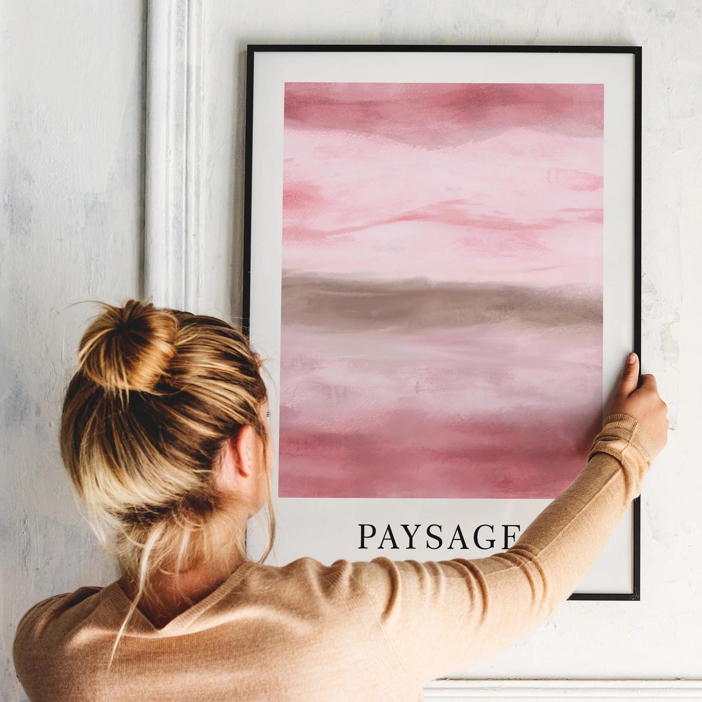 Pink Paysage No4 Hand Painted Poster