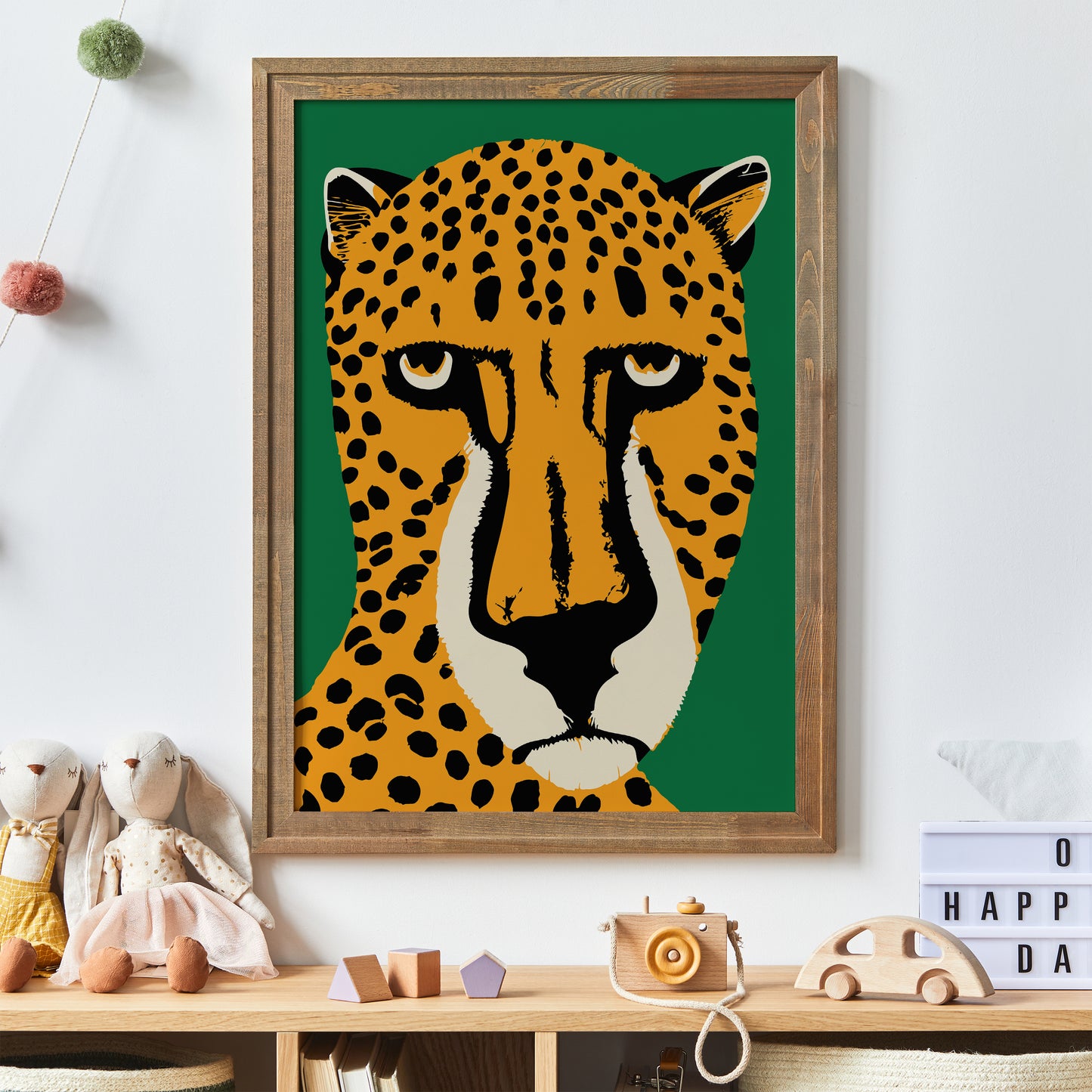 Moody Cheetah Green Funny Poster