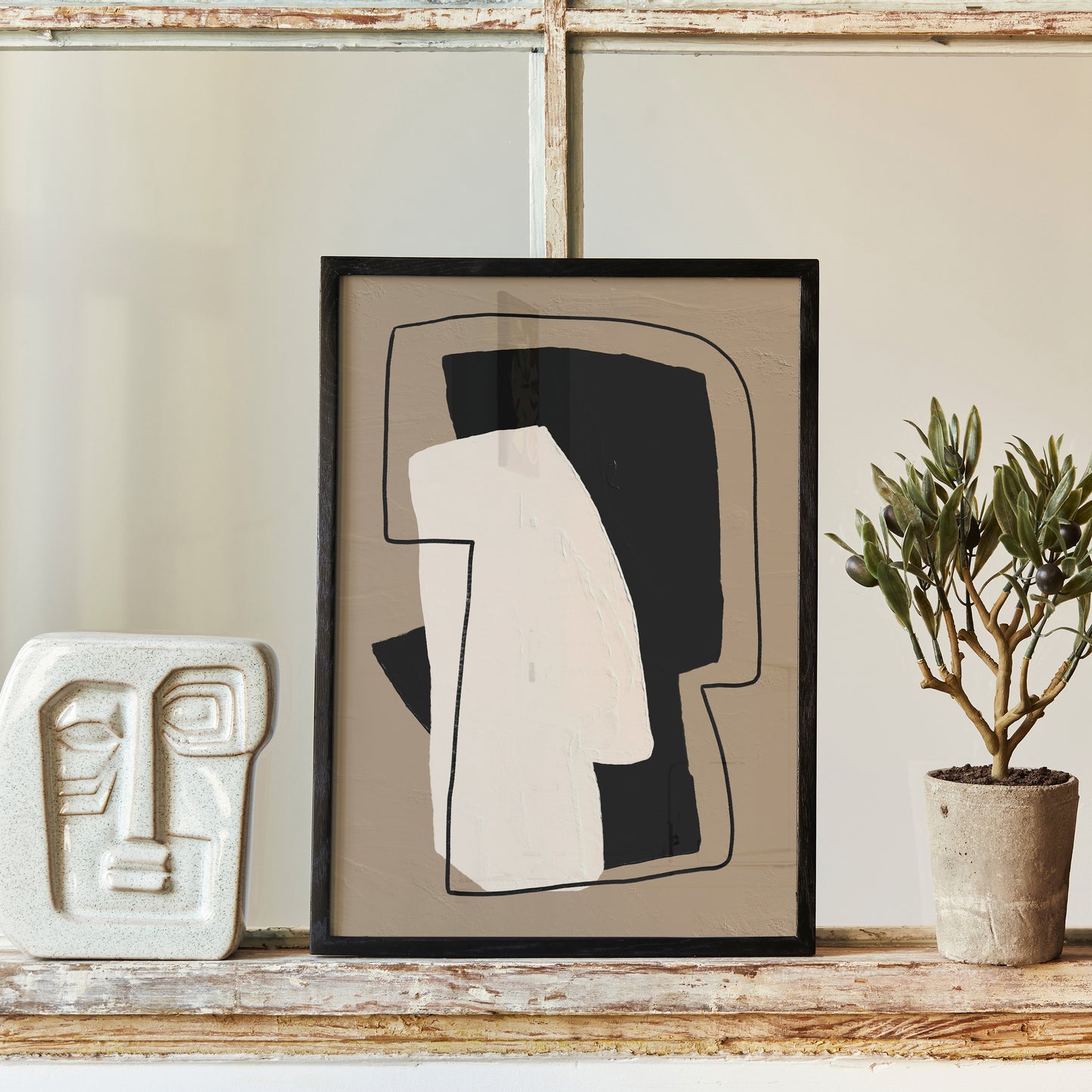 Painted Bauhaus Human Faces Poster