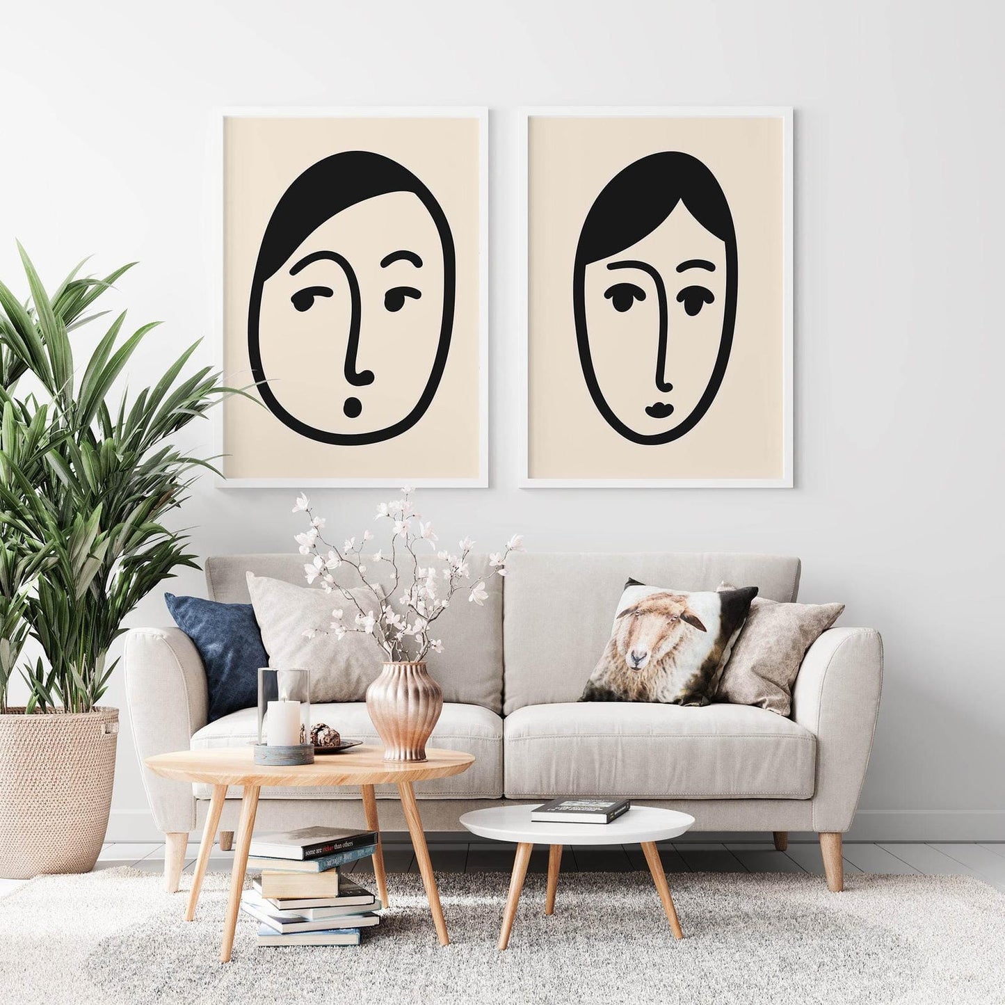 Set of 2 Line Art Face Prints - HypeSheriff Europe