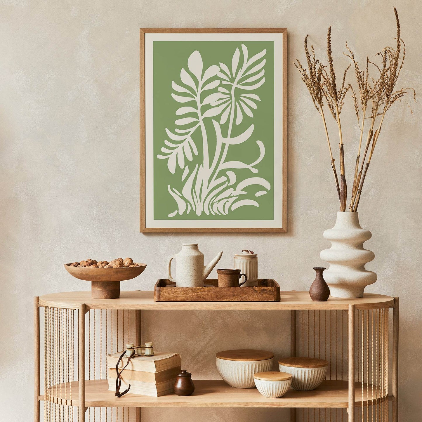 Green Botanical Shapes Art Print - HypeSheriff Europe