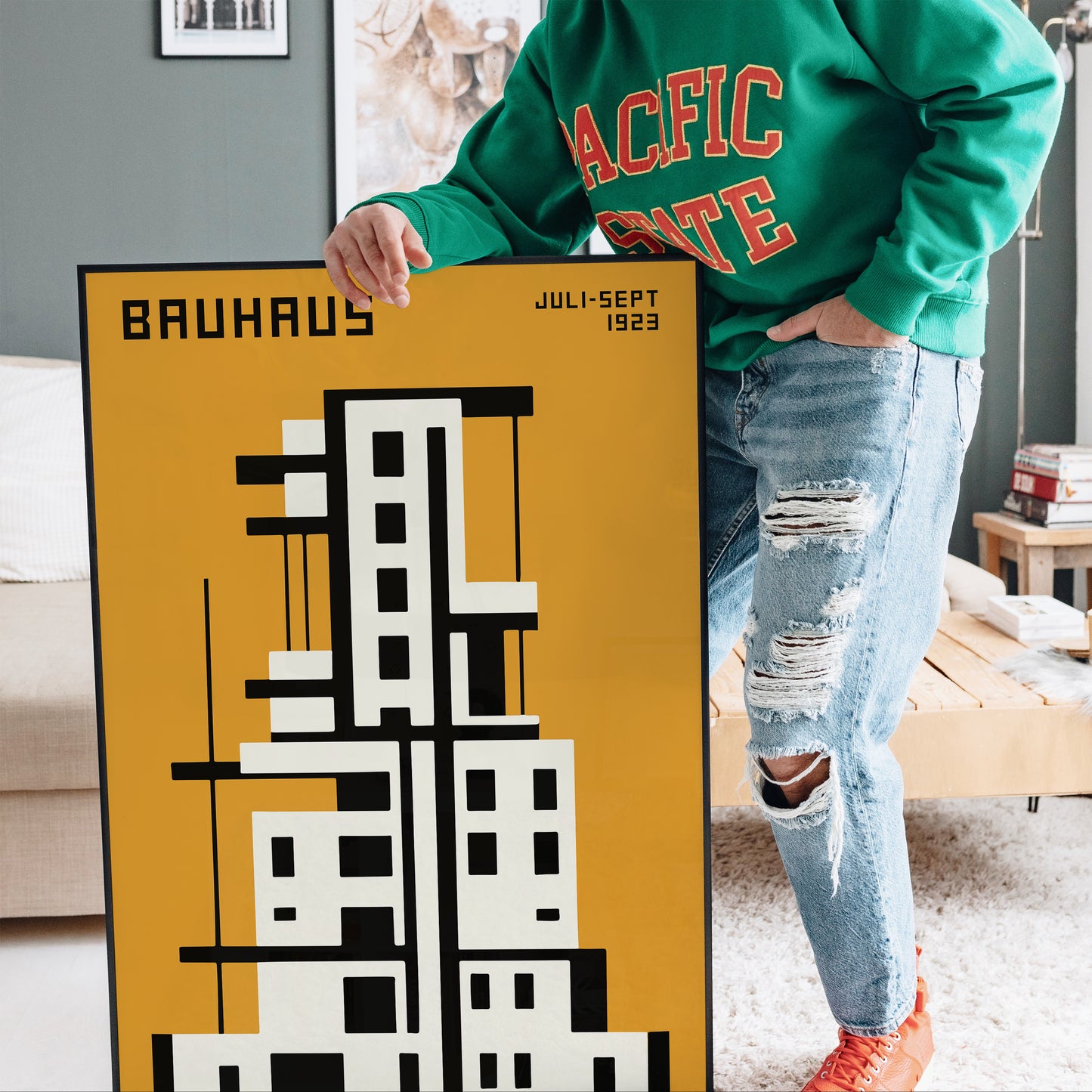 Mustard Bauhaus Architecture Poster