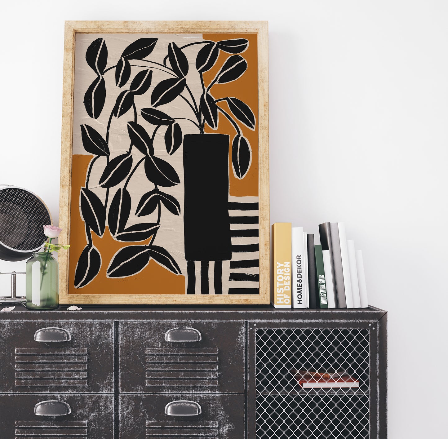 Danish Design Black Flower Art Poster