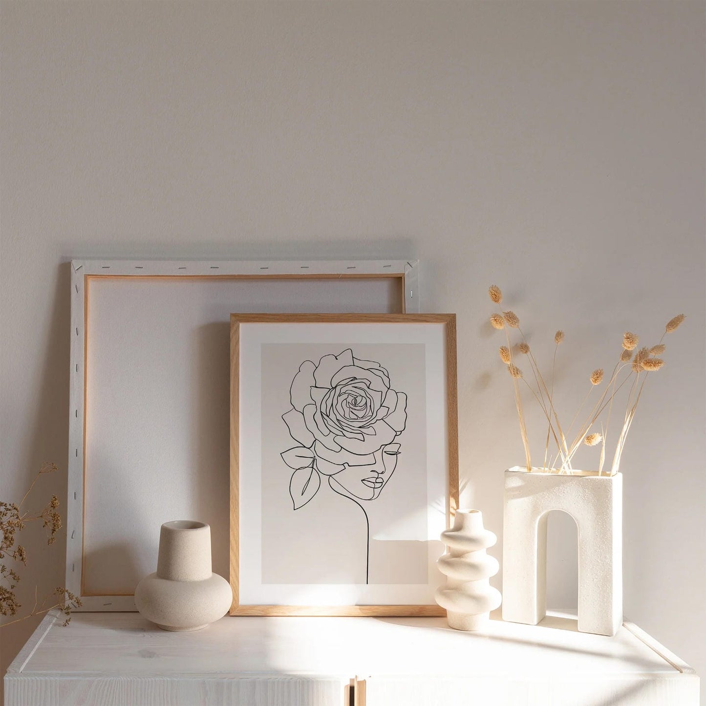 Line Art Flower Girl Poster