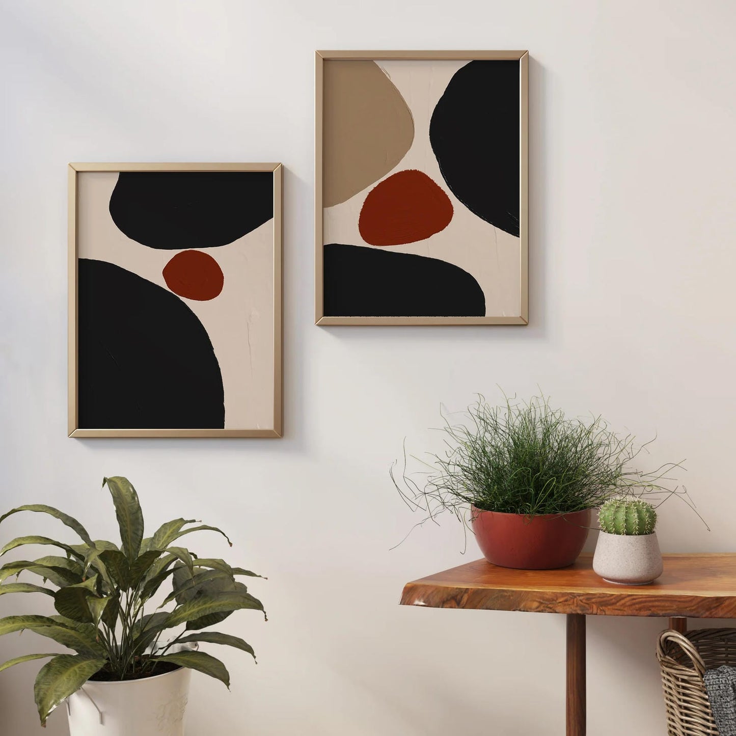 Set of 2 Black Blocks Abstract Posters