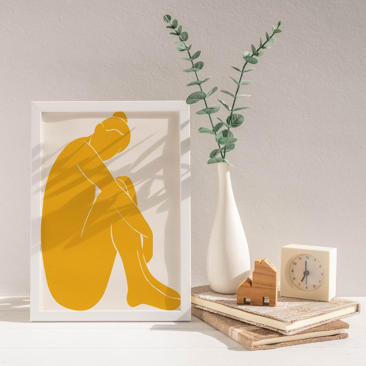 Sitting Woman Yellow Art Print - HypeSheriff Europe