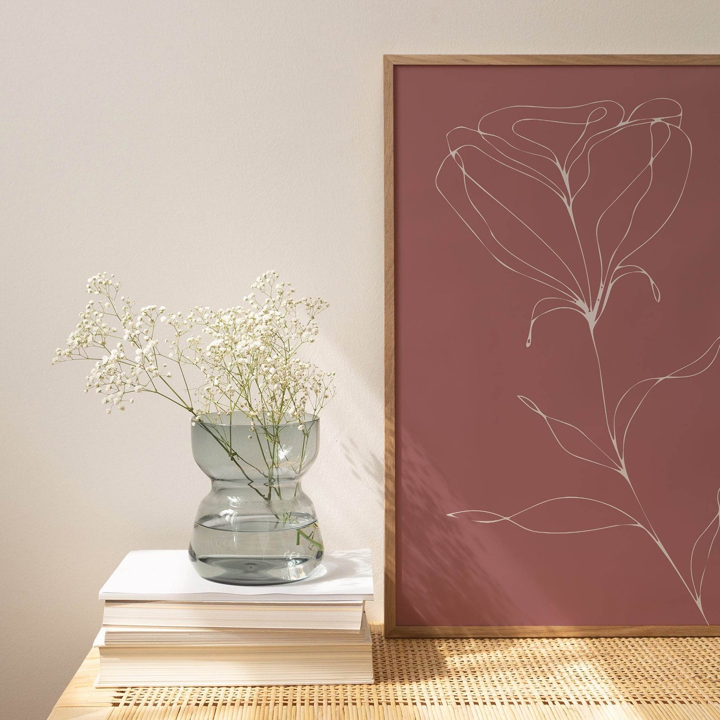 Pink Floral Line Poster - HypeSheriff Europe