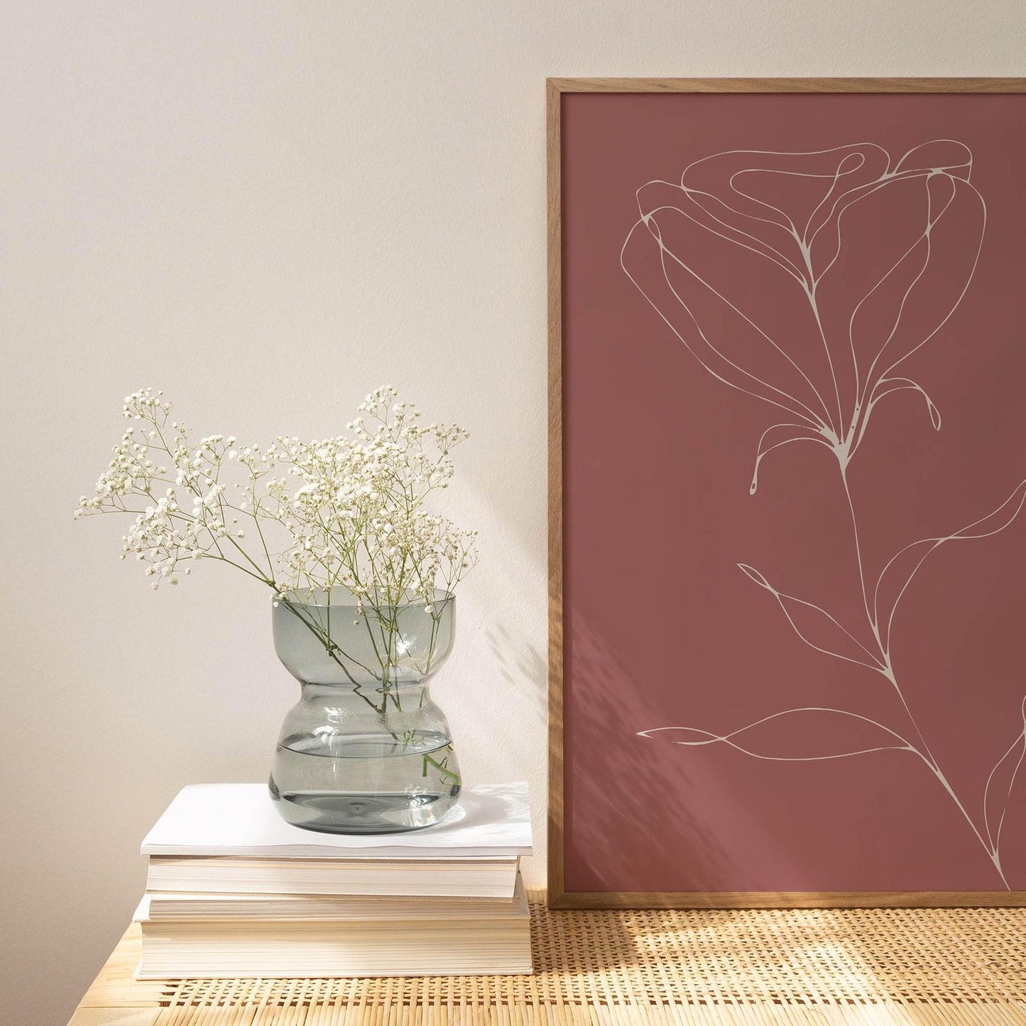 Pink Floral Line Poster - HypeSheriff Europe