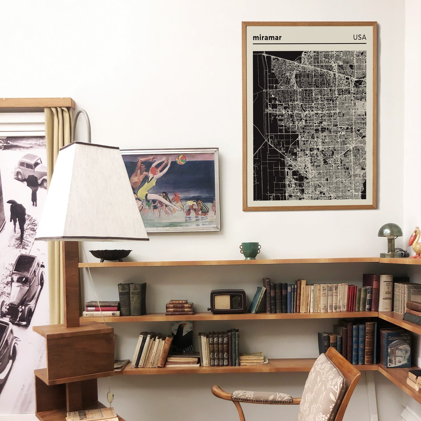 Miramar USA - Black and White City Map Poster