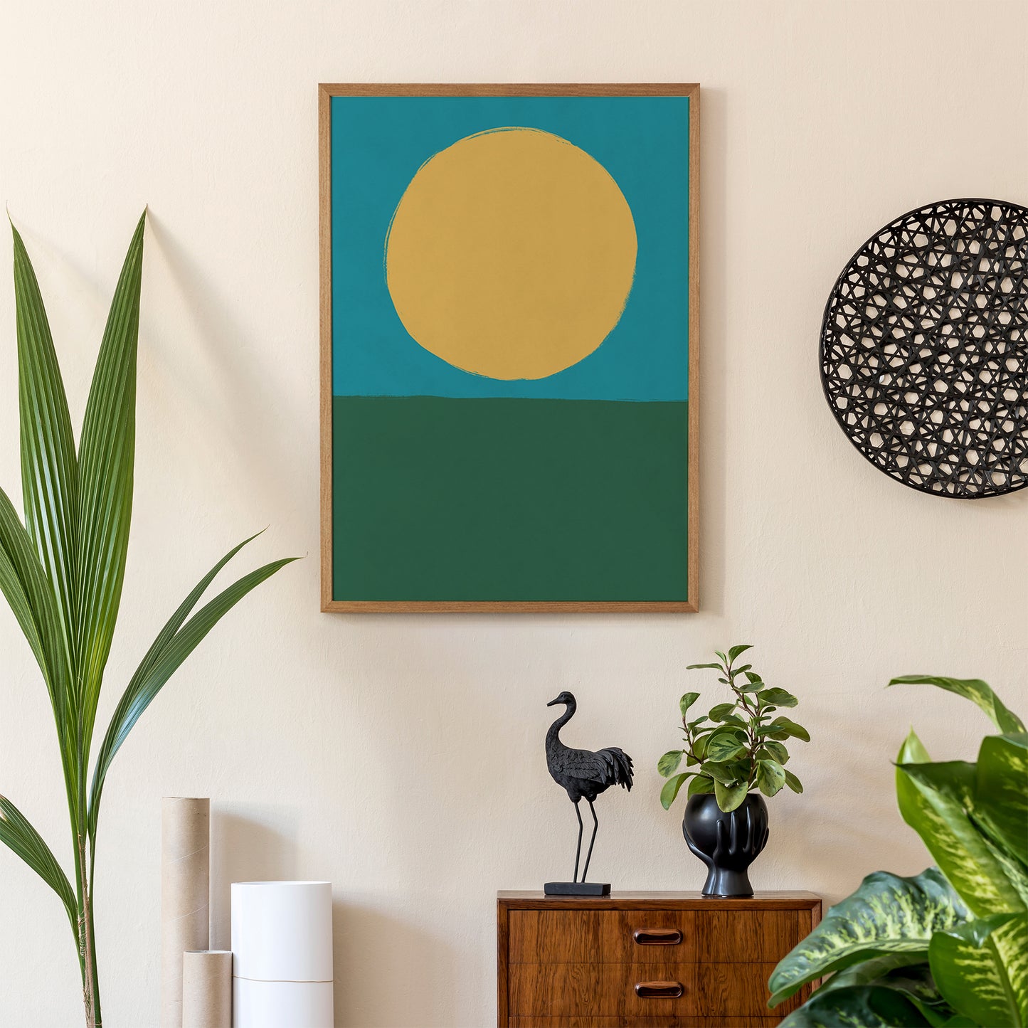 Retro Geometric Sun Poster