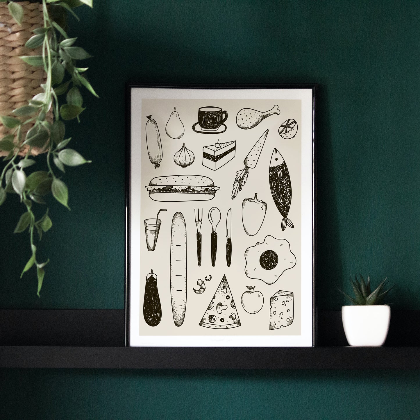 Vintage Kitchen Ink Doodles Poster