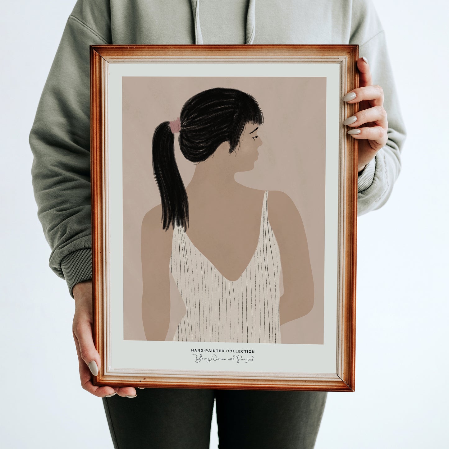 Young Woman with Ponytail | Hand-Painted Collection Poster