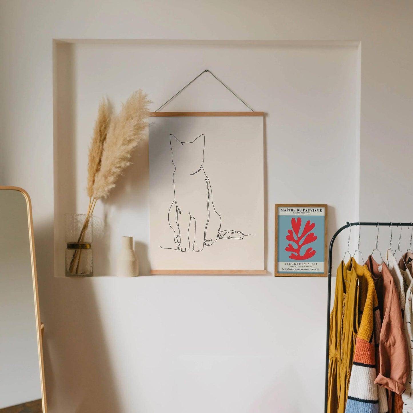 Minimalist Cat Line Art Poster - HypeSheriff Europe