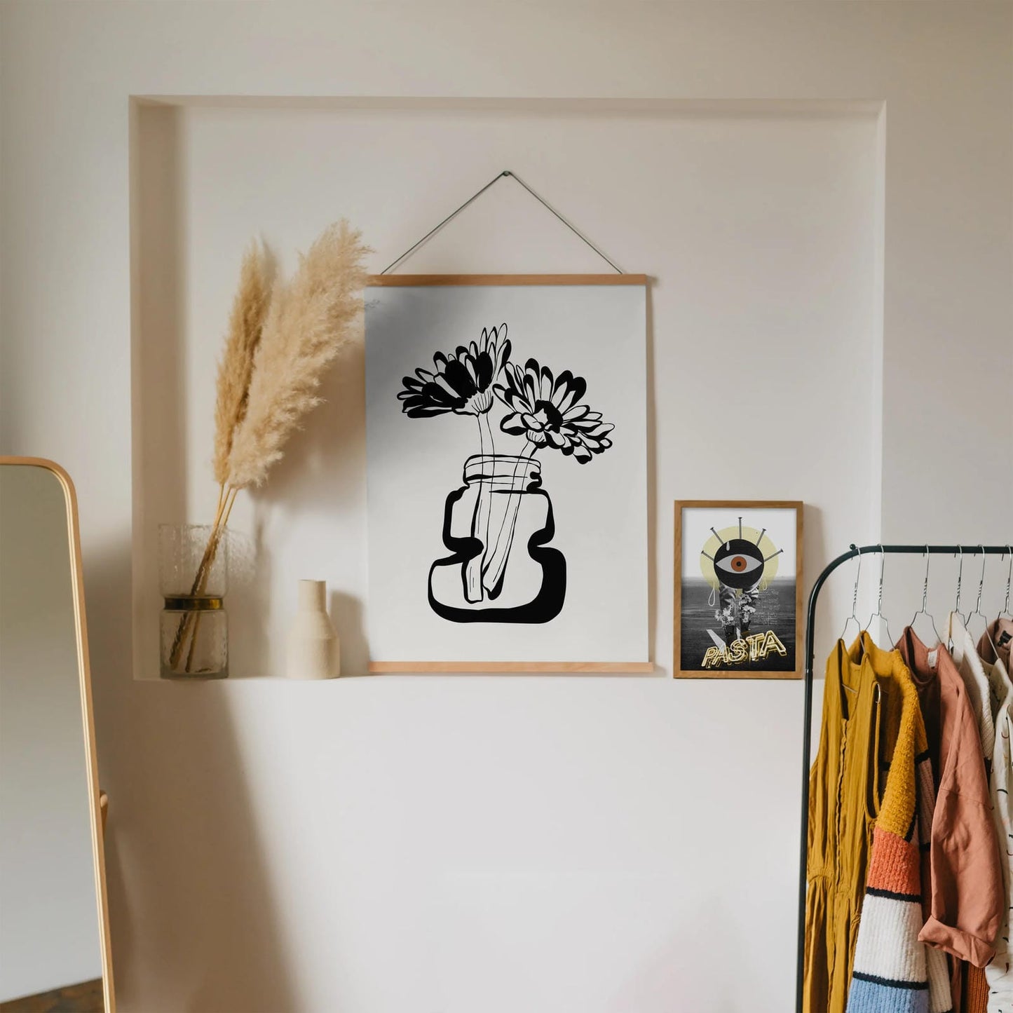 Handdrawn Retro Ceramic with Flowers Poster