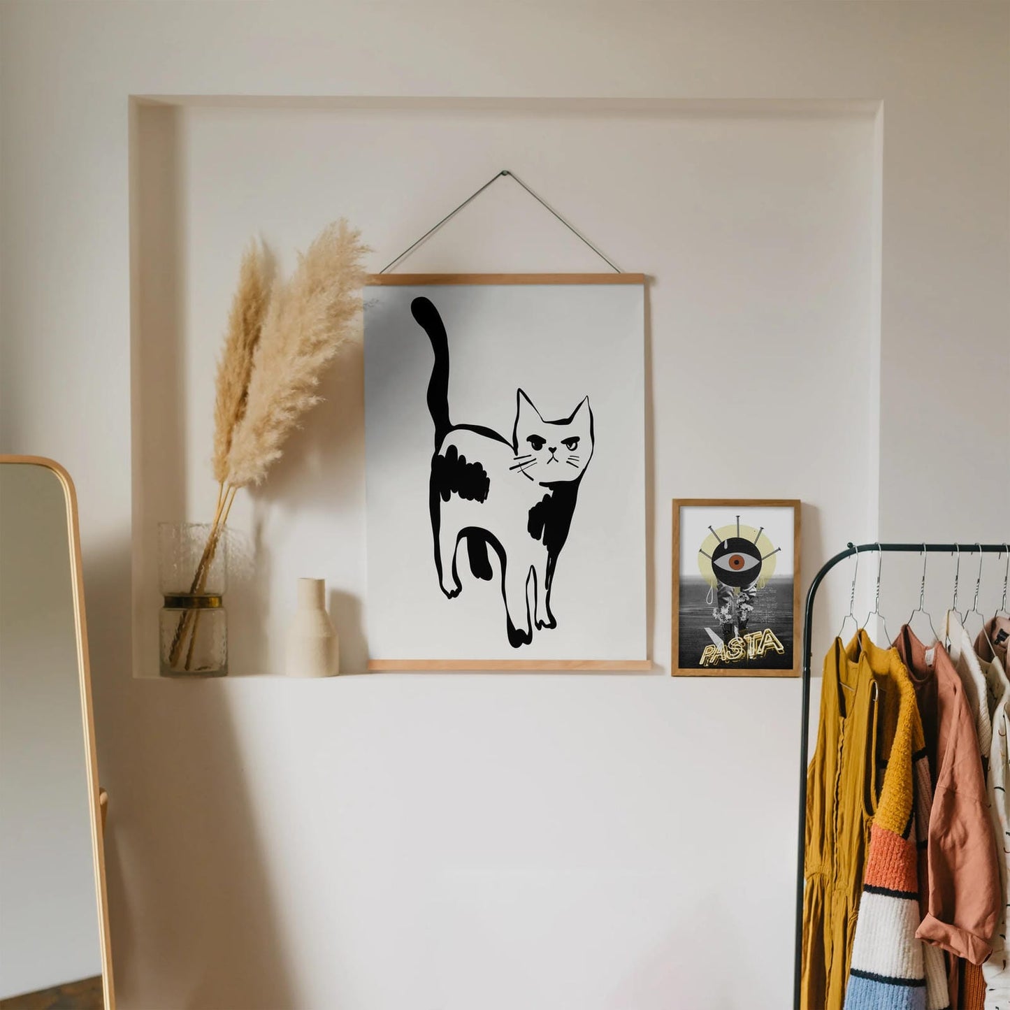 Handdrawn Funny Cat Minimalist Poster