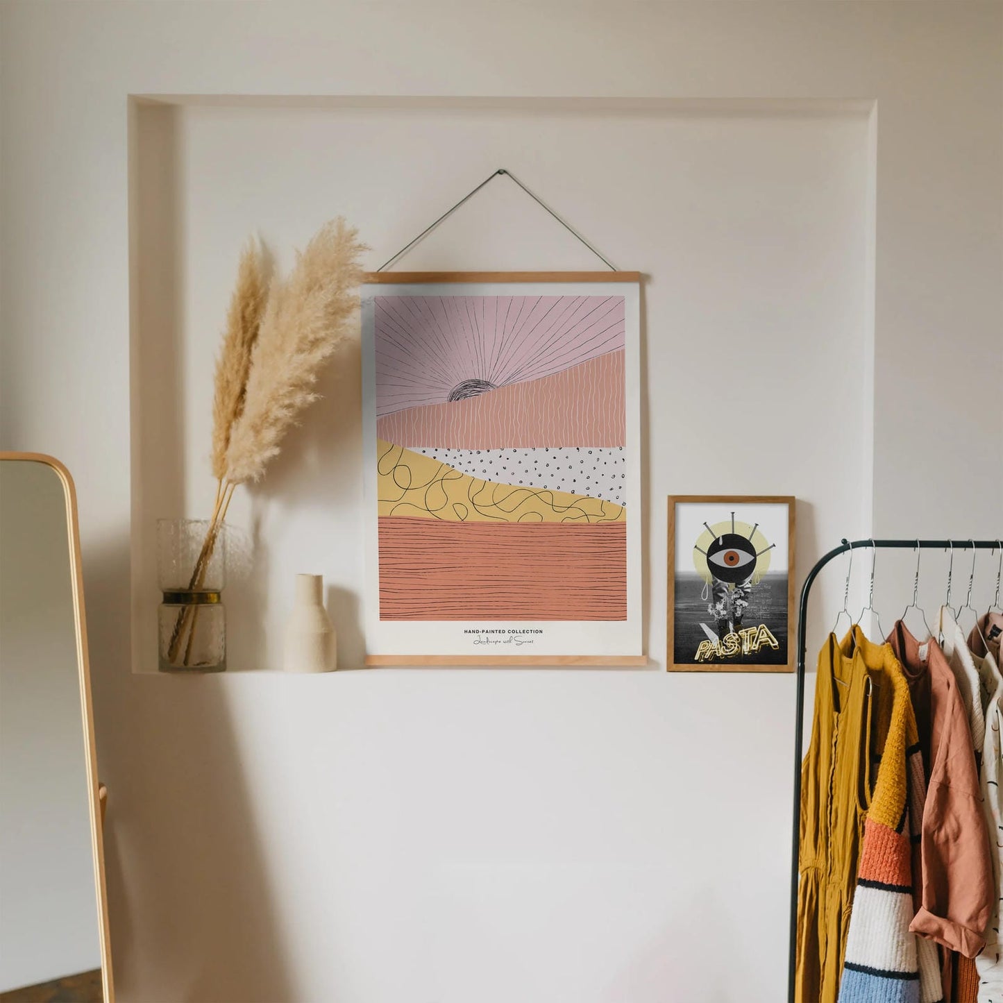 Landscape with Sunset Hand Painted Poster