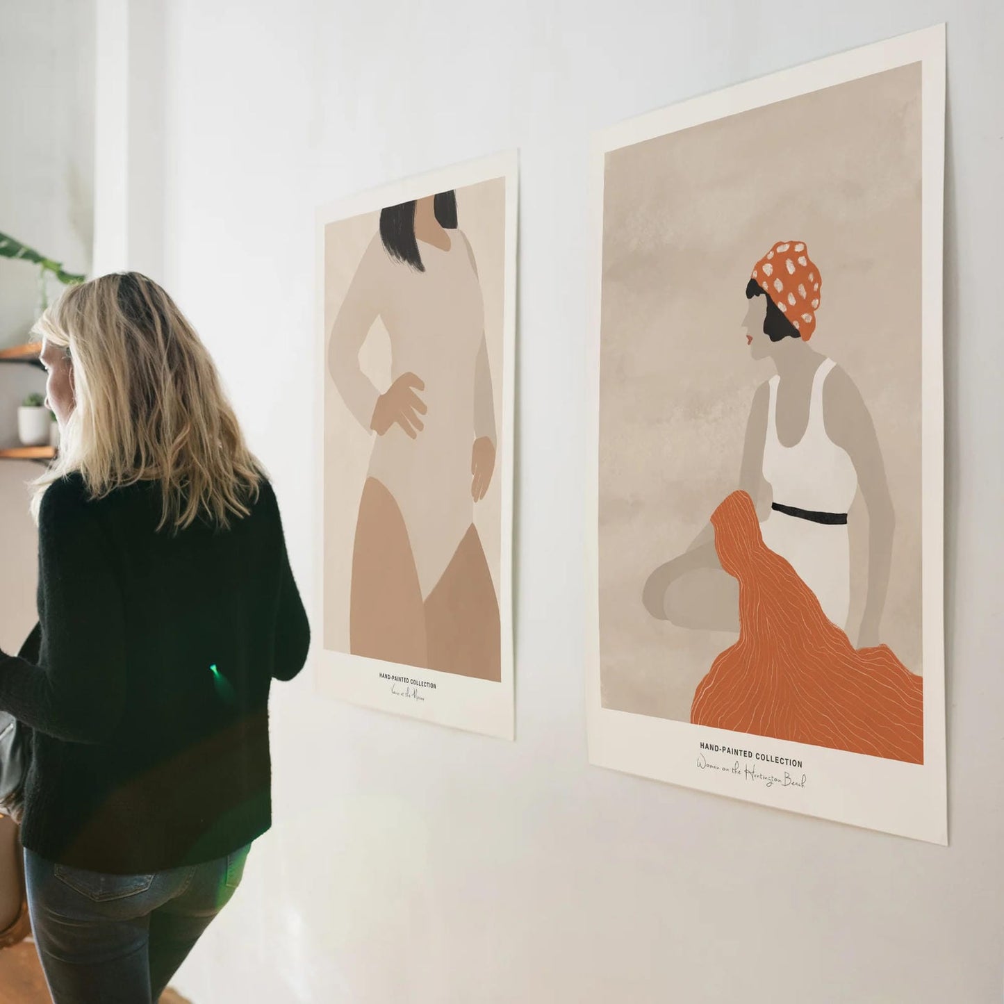 Woman on the Huntington Beach | Hand-Painted Collection Poster