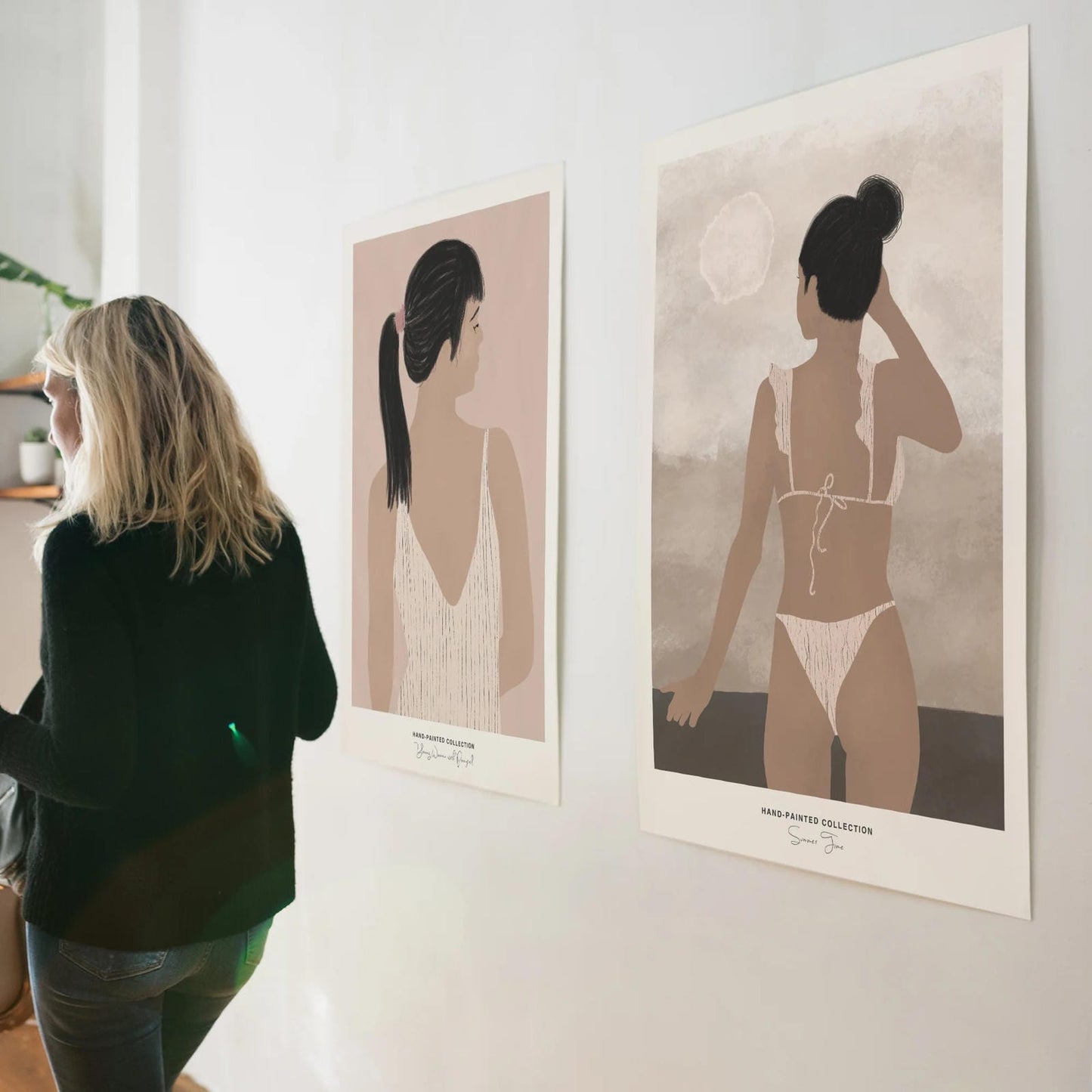 Young Woman with Ponytail | Hand-Painted Collection Poster