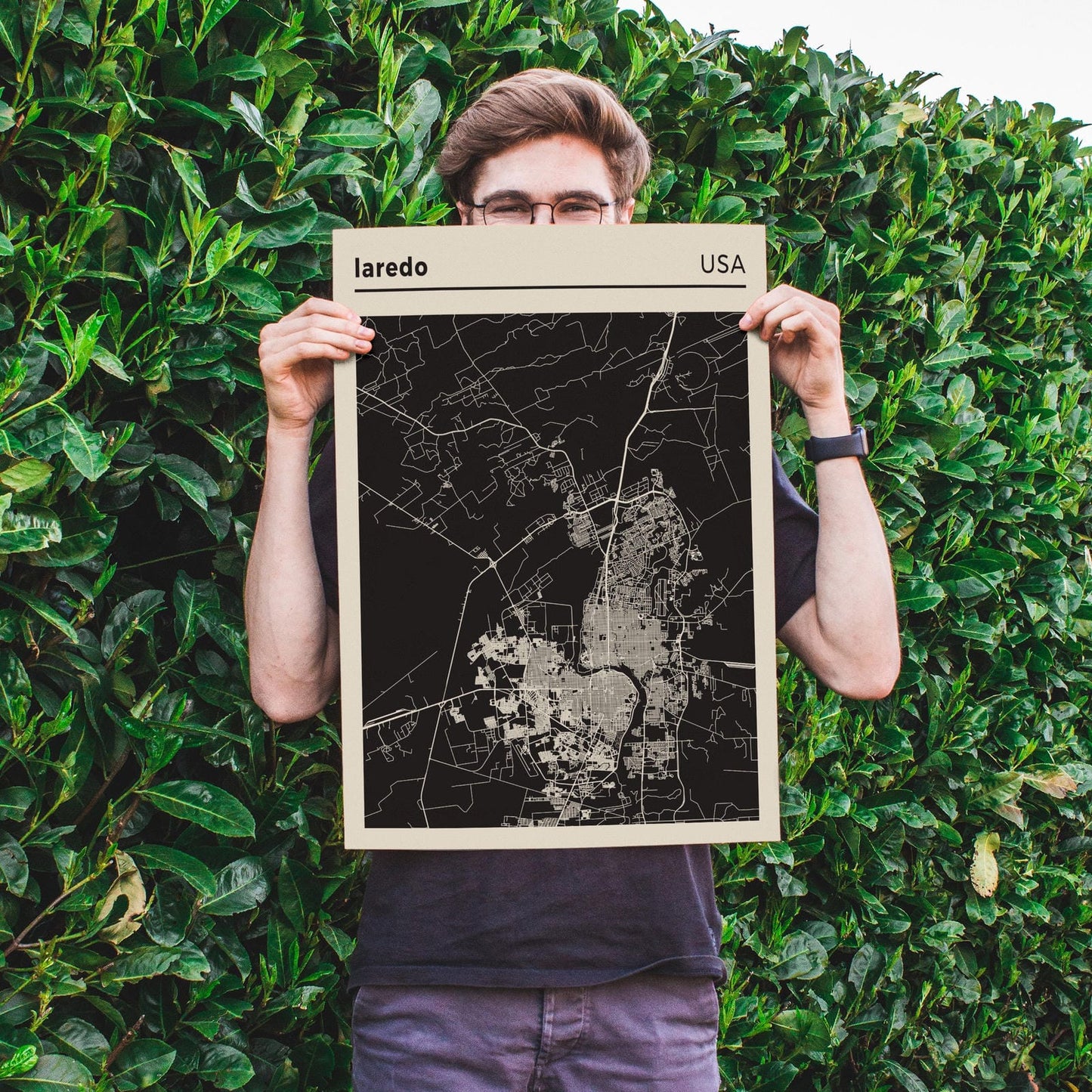 Laredo, USA - black and white city map poster